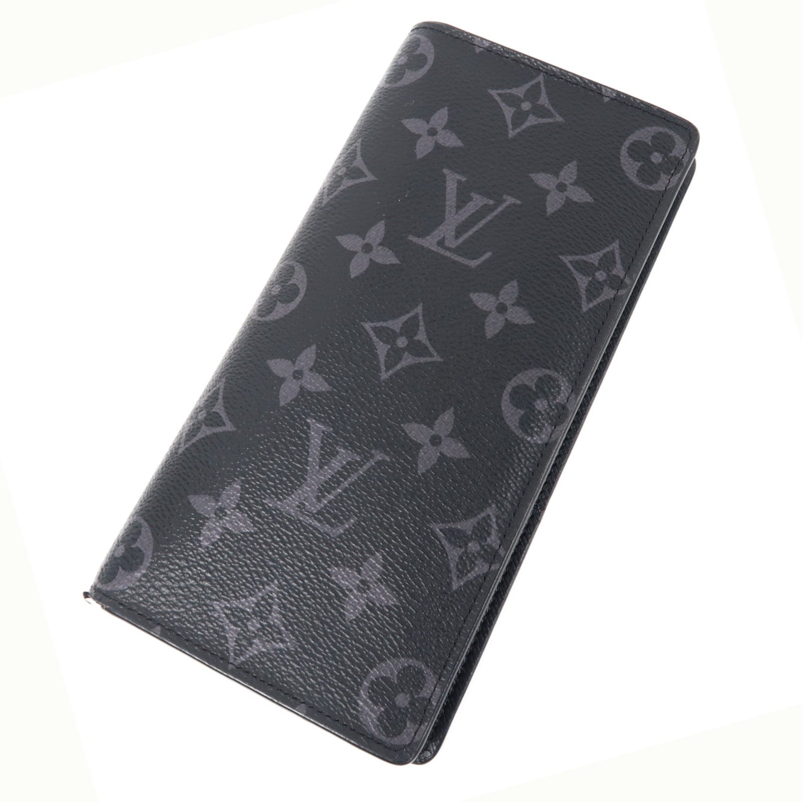 LOUIS VUITTON Monogram Eclipse Brazza Wallet銀扣長錢包黑色