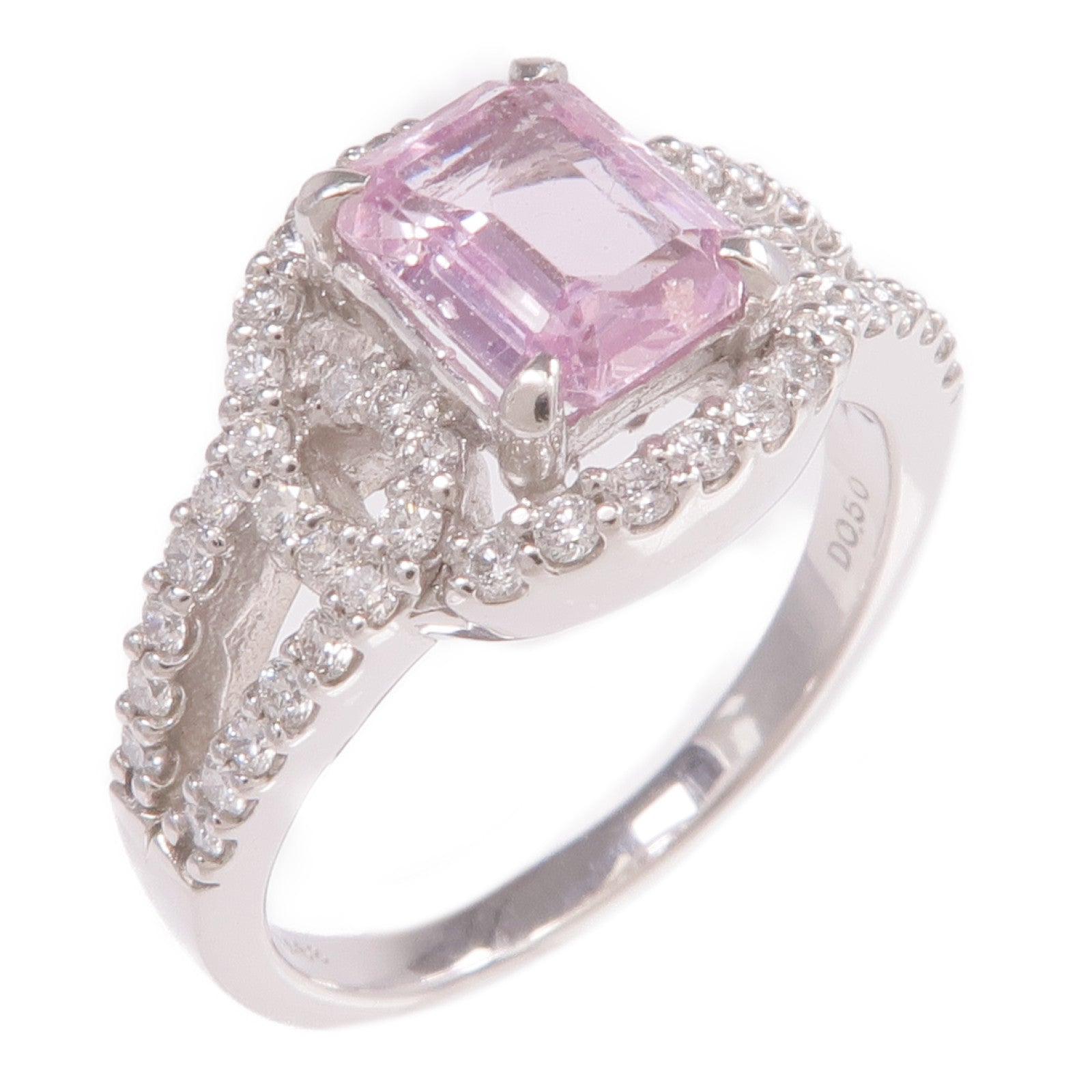 JEWELRY PT900鉑金Pink Sapphire Diamond Ring粉紅藍寶石/鑽石戒指US#6.25