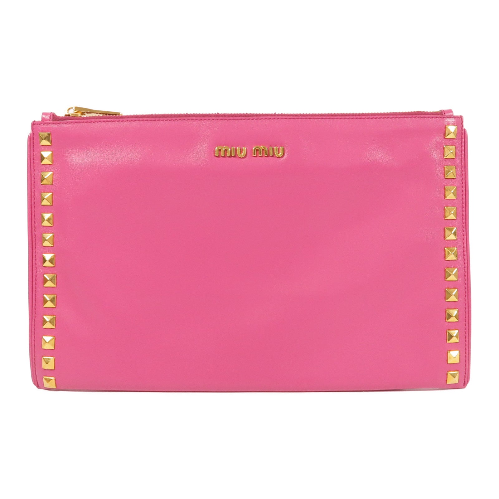 Miu Miu 牛皮皮革Clutch Bag金扣手拿包