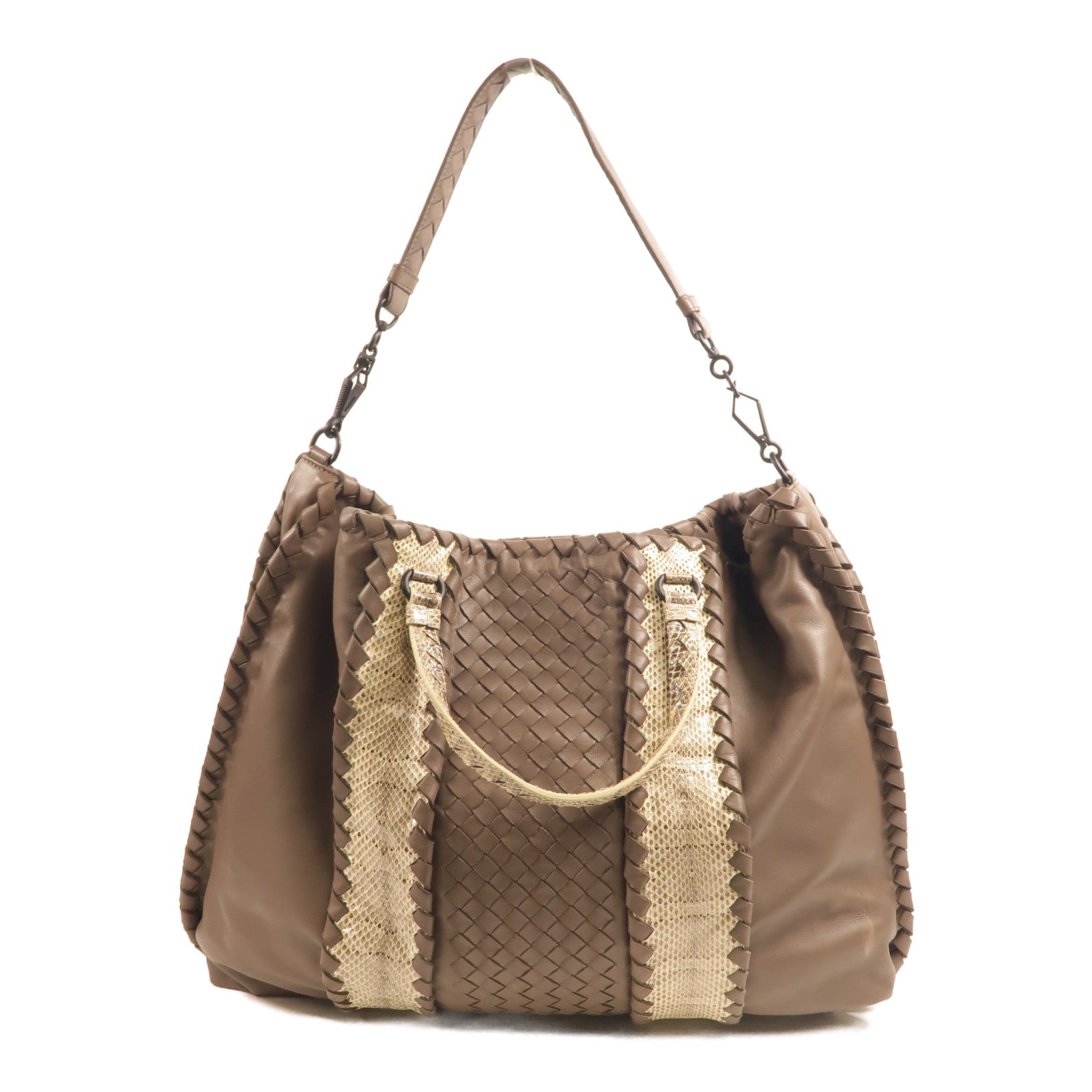 BOTTEGA VENETA 羊皮皮革/蛇皮皮革Tote Bag手挽肩背兩用袋