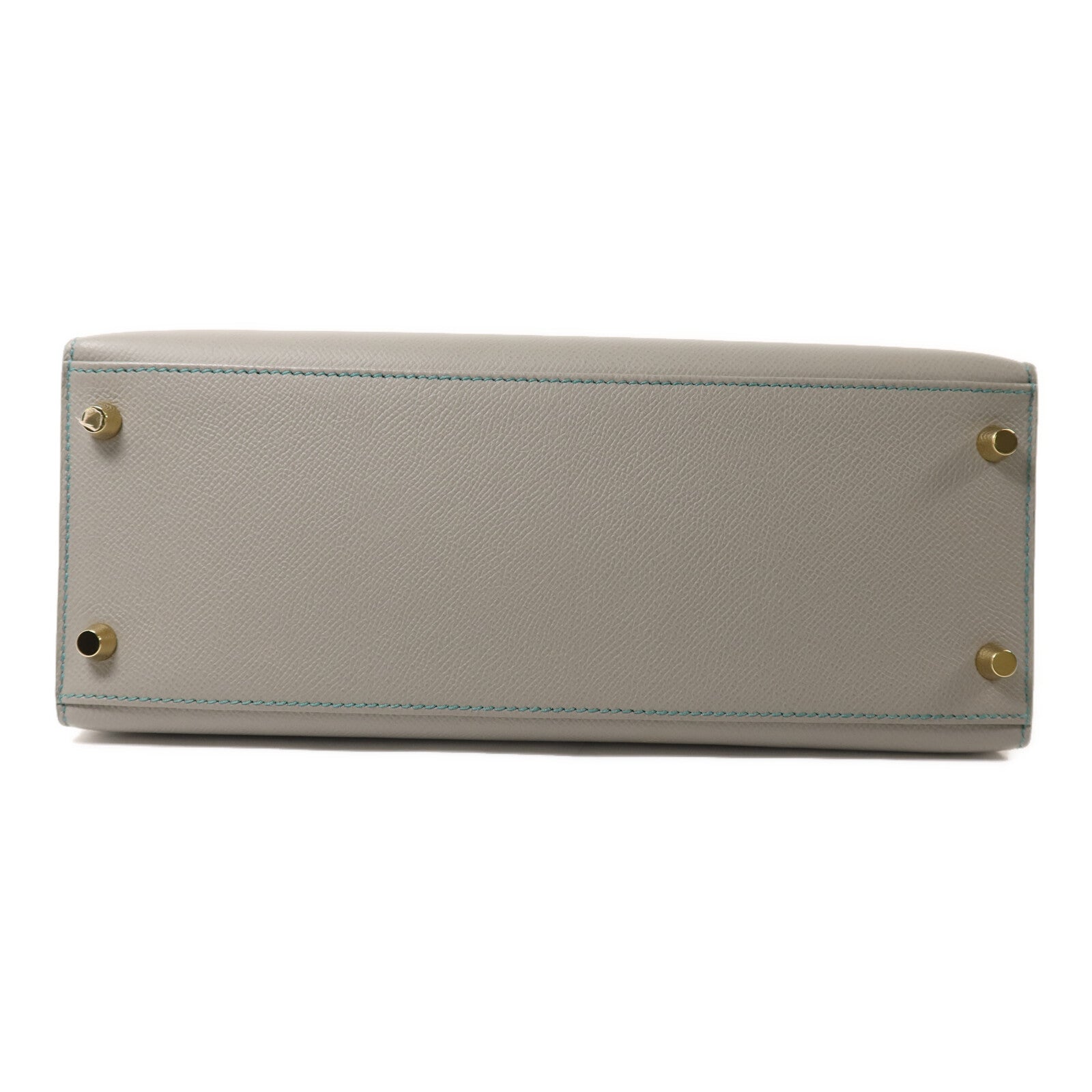 HERMES Epsom皮革Kelly 28金扣手挽肩背兩用袋Gris Mouette/Bleu Paon