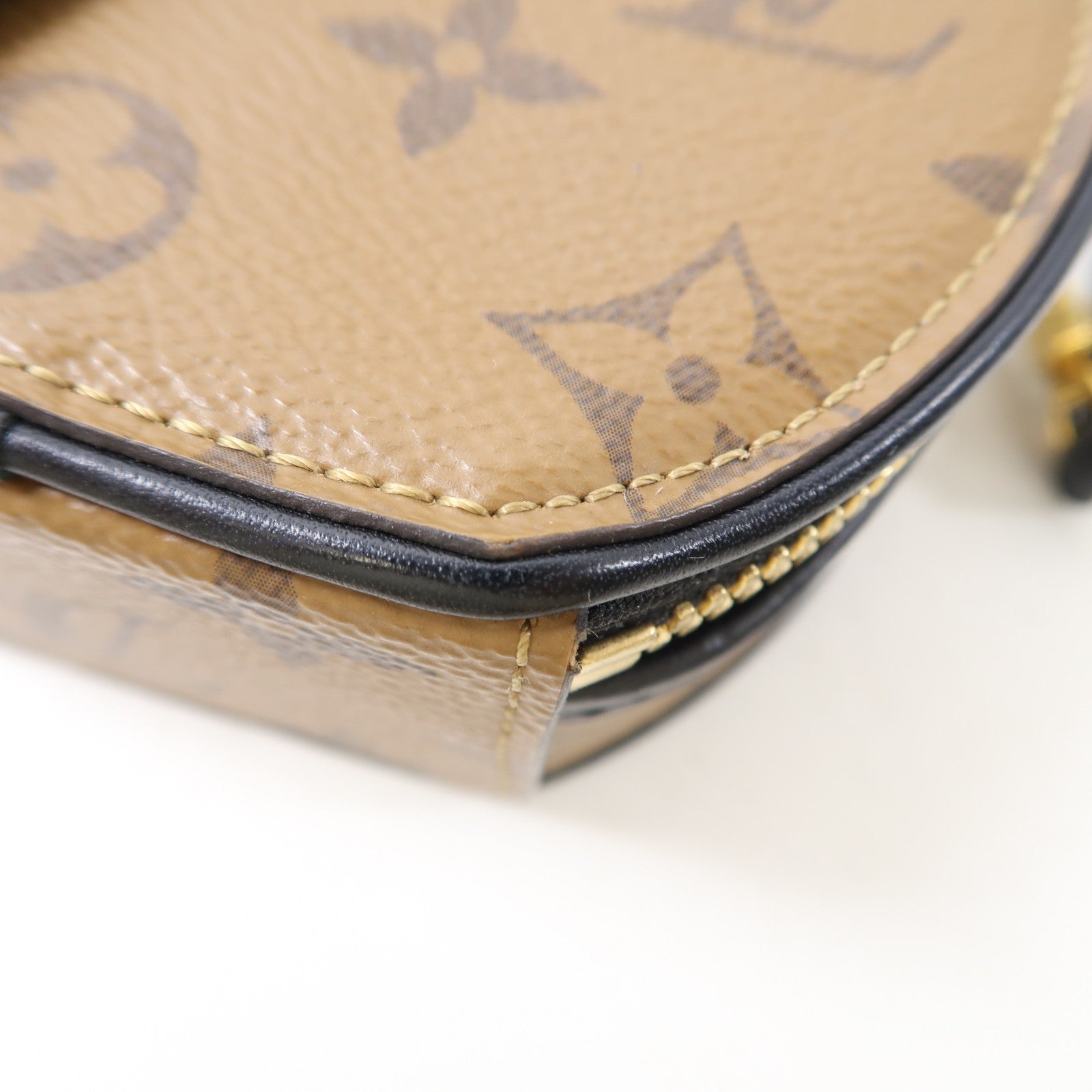 LOUIS VUITTON Monogram Reverse Mini Boite Chapeau金扣肩背袋棕色/黑色