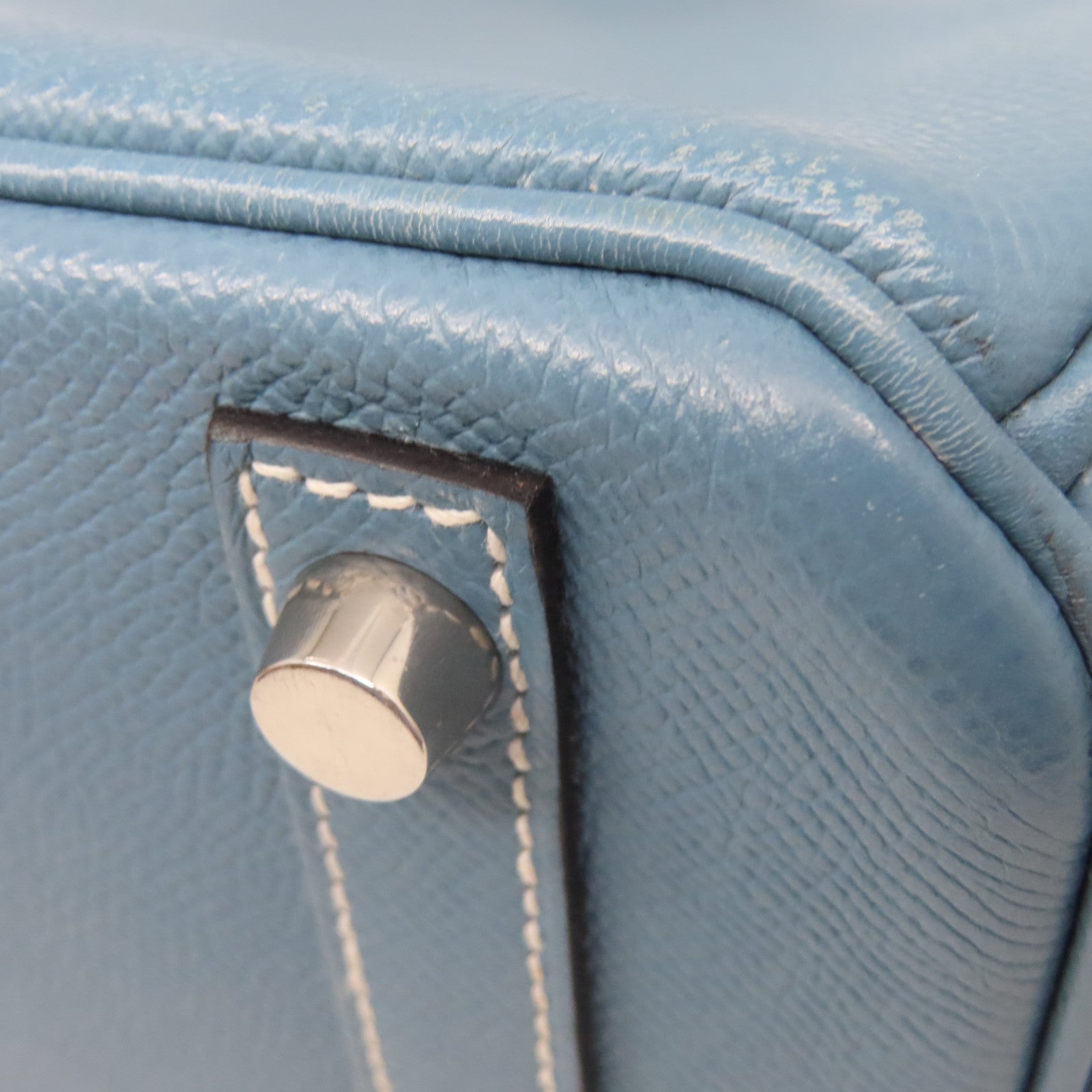 HERMES 【清倉大減價】Epsom皮革Birkin 30銀扣手挽袋牛仔藍色