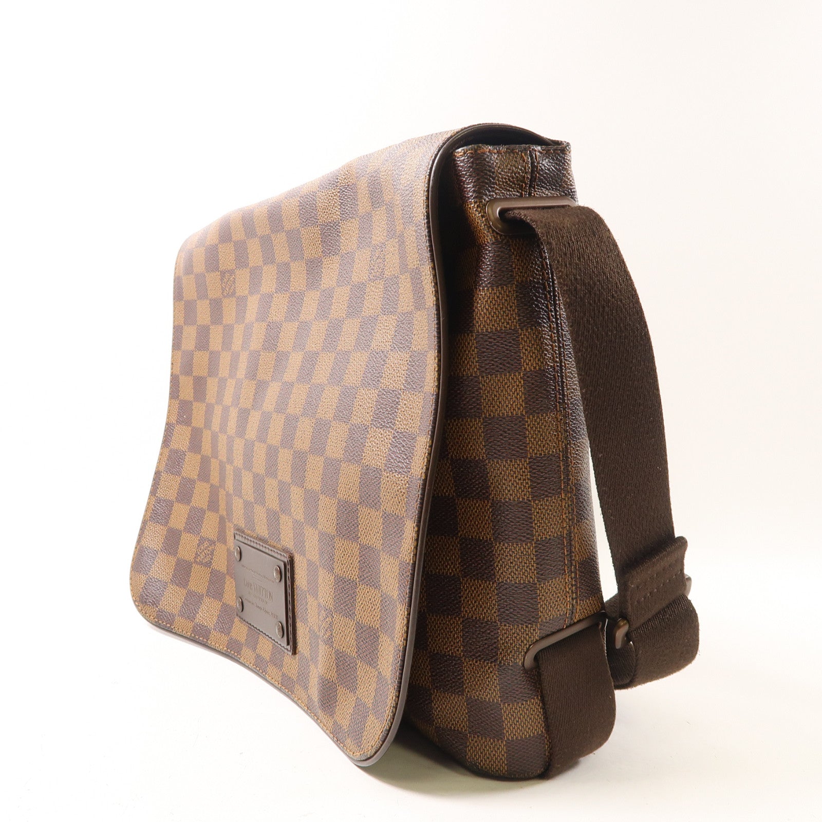LOUIS VUITTON Damier Ebene Brooklyn MM金扣肩背袋啡色