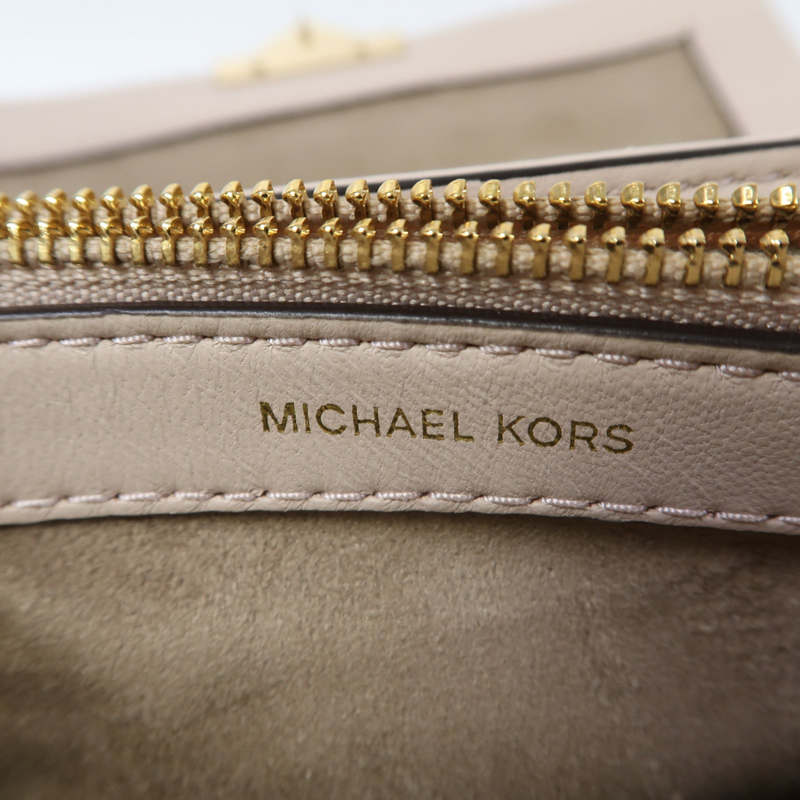 Michael Kors 斜紋羊皮皮革Chain Shoulder金扣鏈帶肩背袋粉紅色
