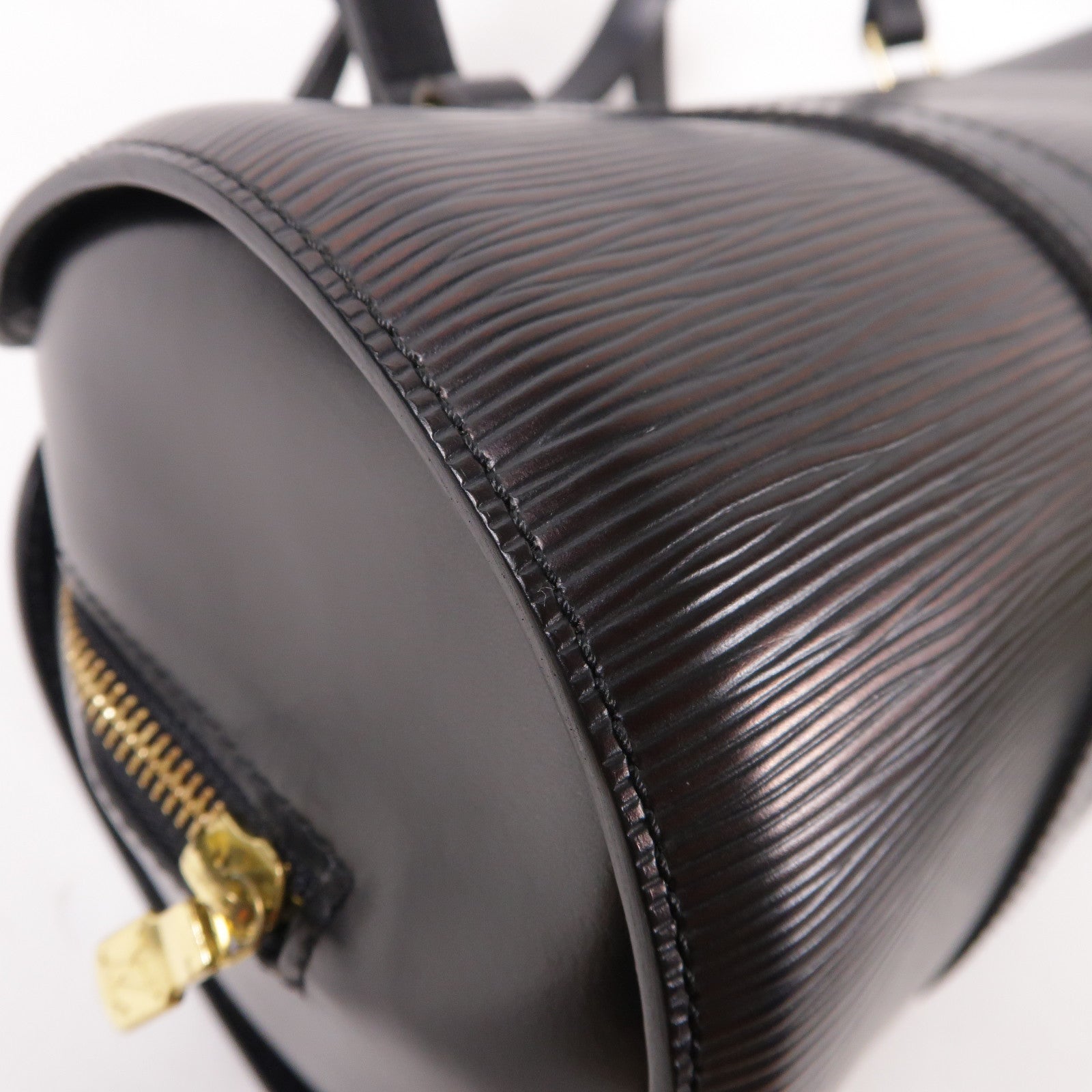 LOUIS VUITTON Epi Soufflot金扣手挽袋黑色
