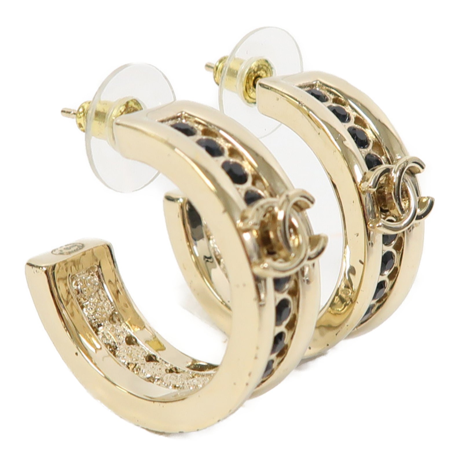 CHANEL 金屬Earrings耳環金色/黑色