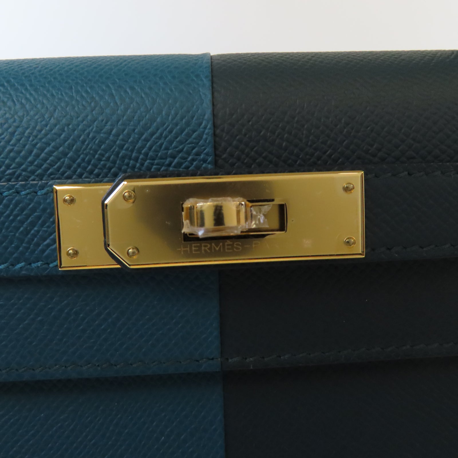HERMES Epsom皮革Kelly 28金扣手挽肩背兩用袋藍色/深藍色