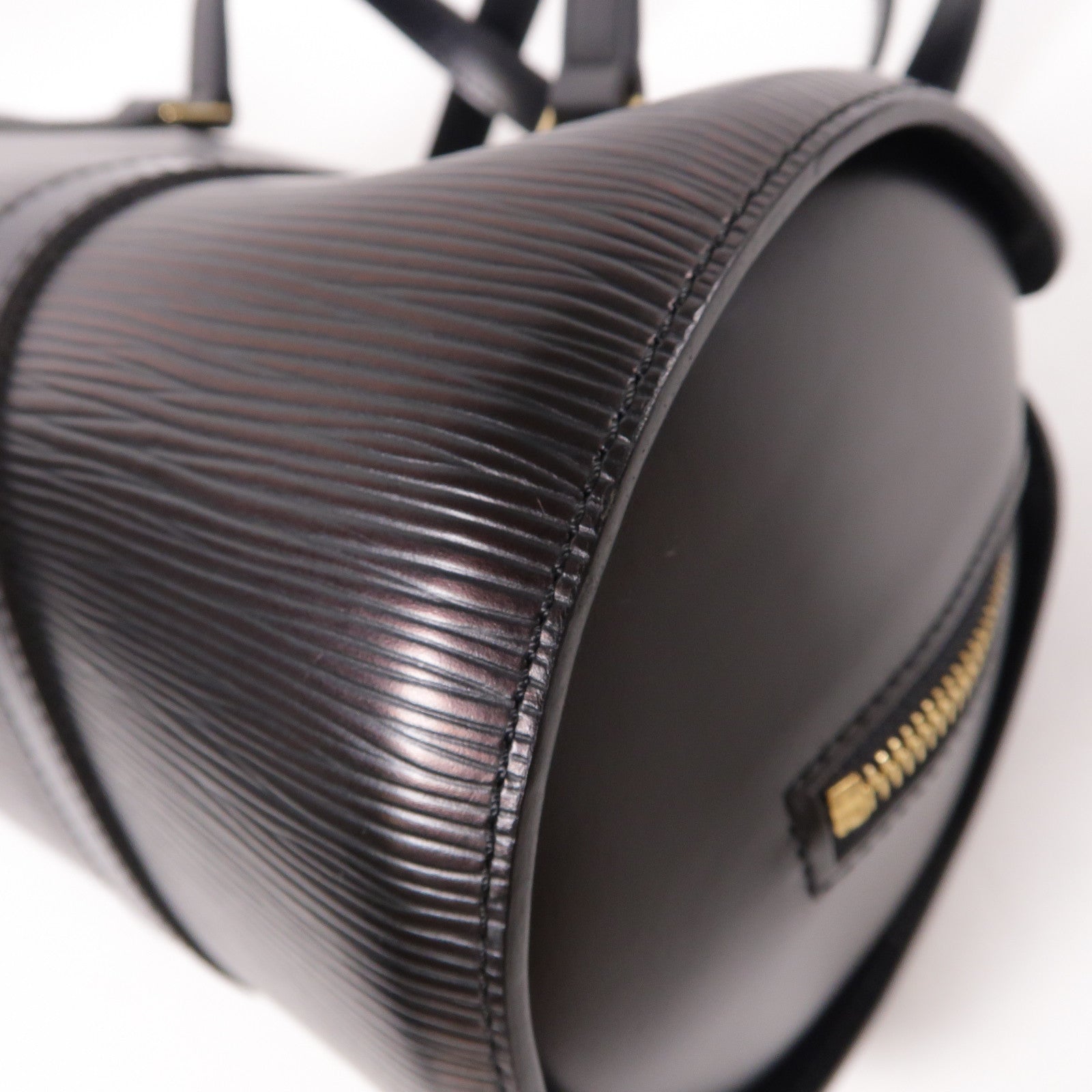 LOUIS VUITTON Epi Soufflot金扣手挽袋黑色