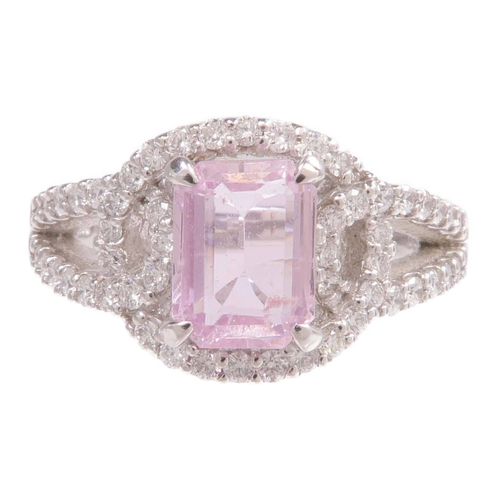 JEWELRY PT900鉑金Pink Sapphire Diamond Ring粉紅藍寶石/鑽石戒指US#6.25