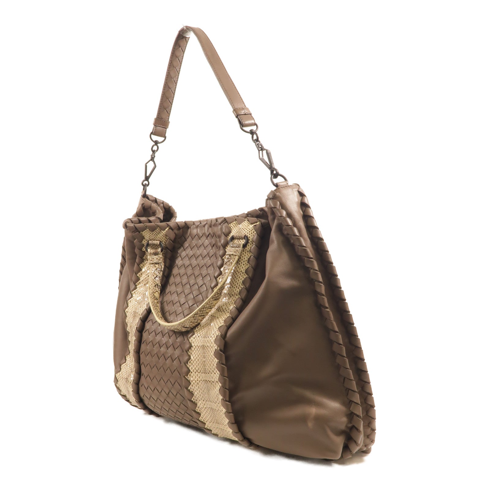 BOTTEGA VENETA 羊皮皮革/蛇皮皮革Tote Bag手挽肩背兩用袋