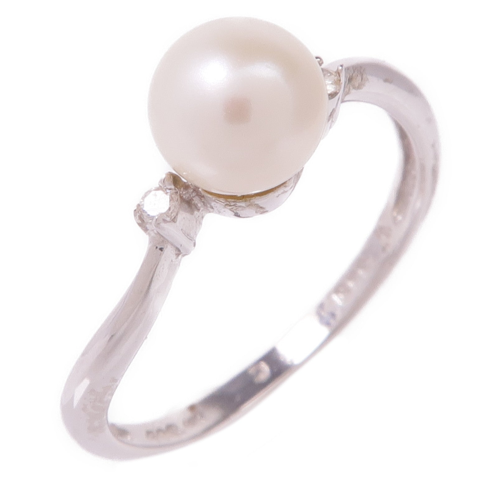 JEWELRY 14K白金Pearl Diamond Ring珍珠/鑽石戒指US#6.25