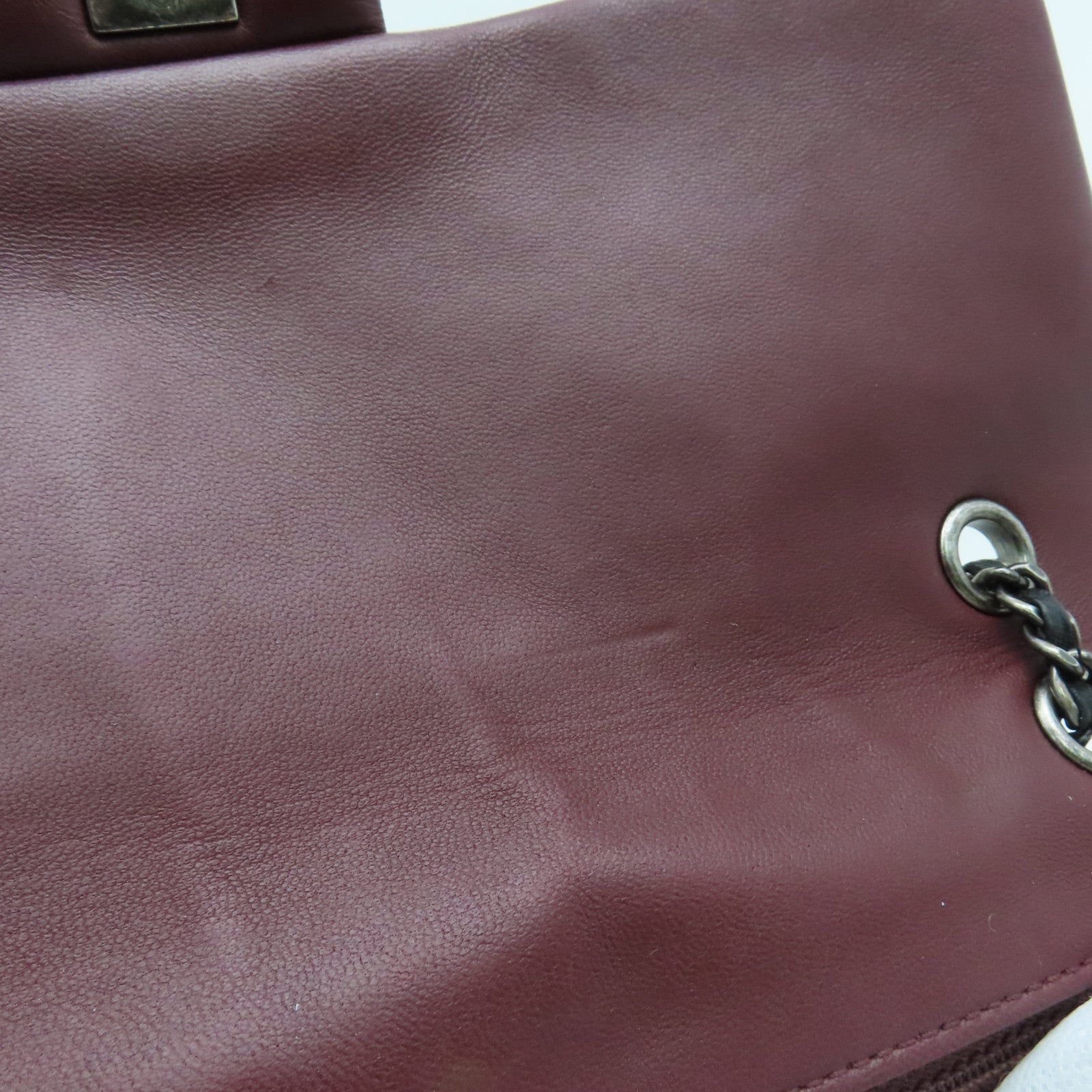CHANEL diamond lambskin leather Chain Shoulder silver buckle shoulder bag black / maroon