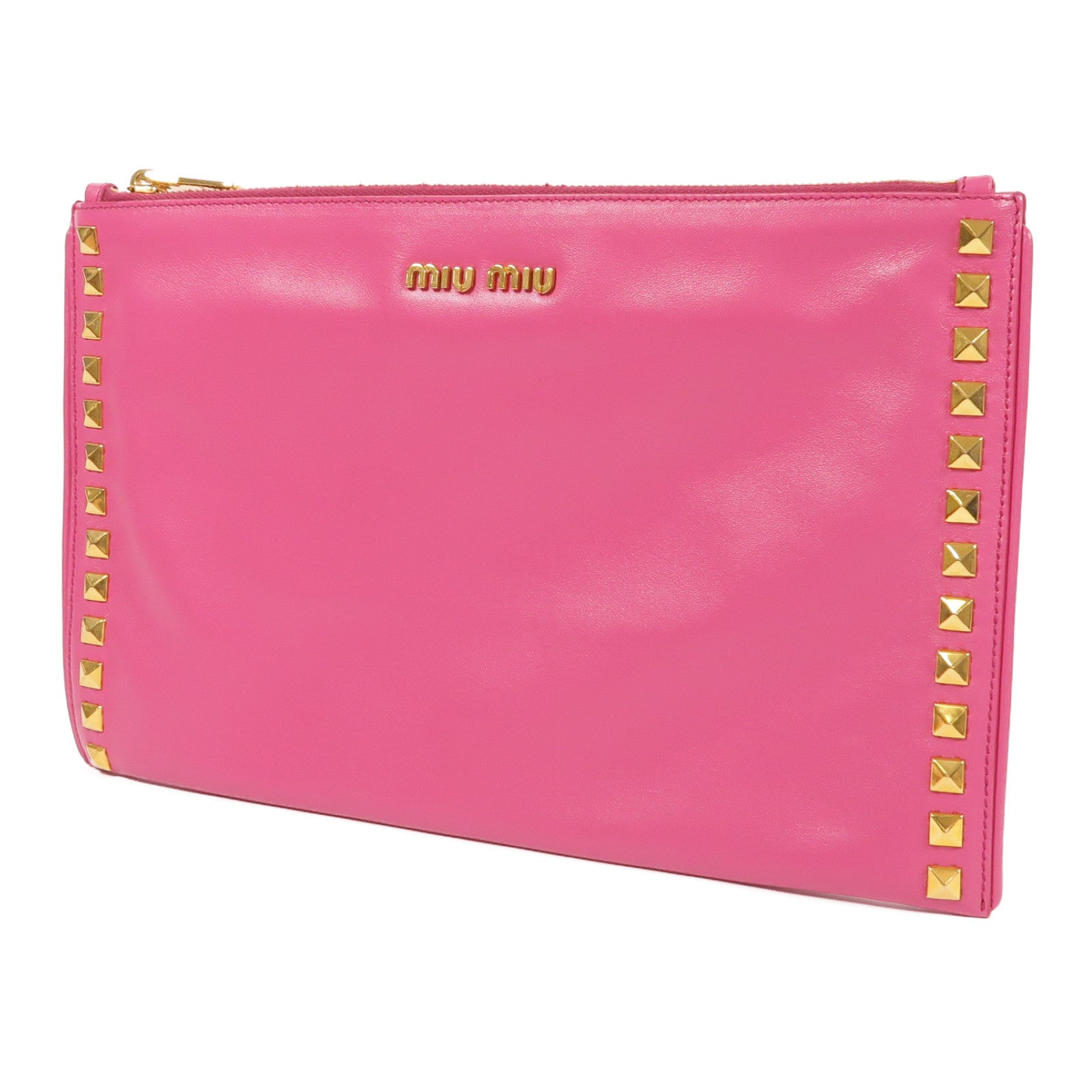 Miu Miu 牛皮皮革Clutch Bag金扣手拿包