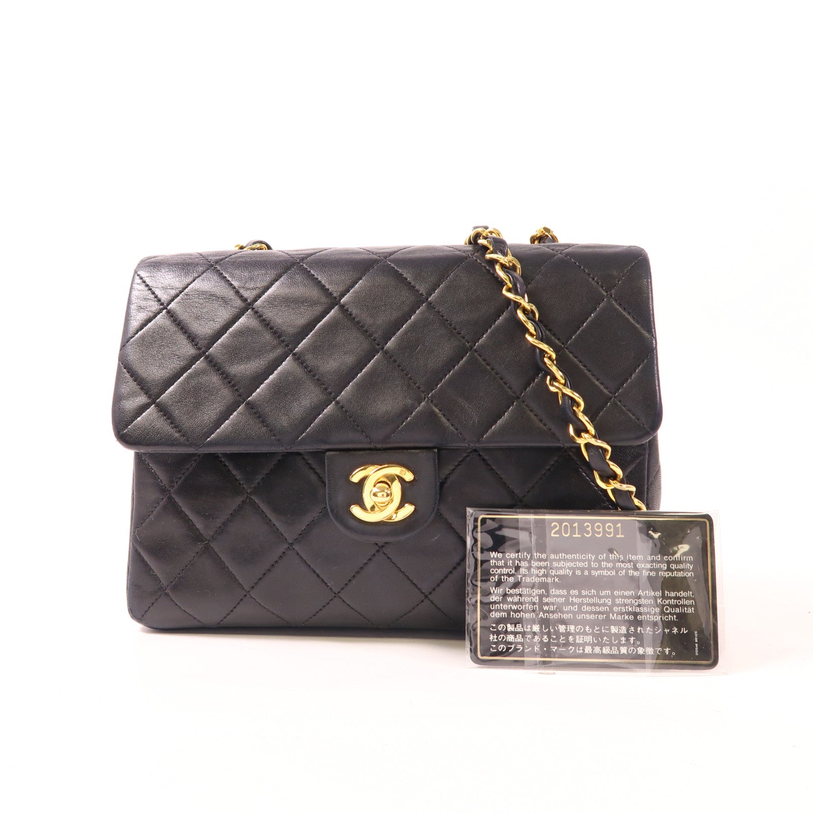 CHANEL 羊皮皮革Vintage Chain Shoulder金扣鏈帶肩背袋