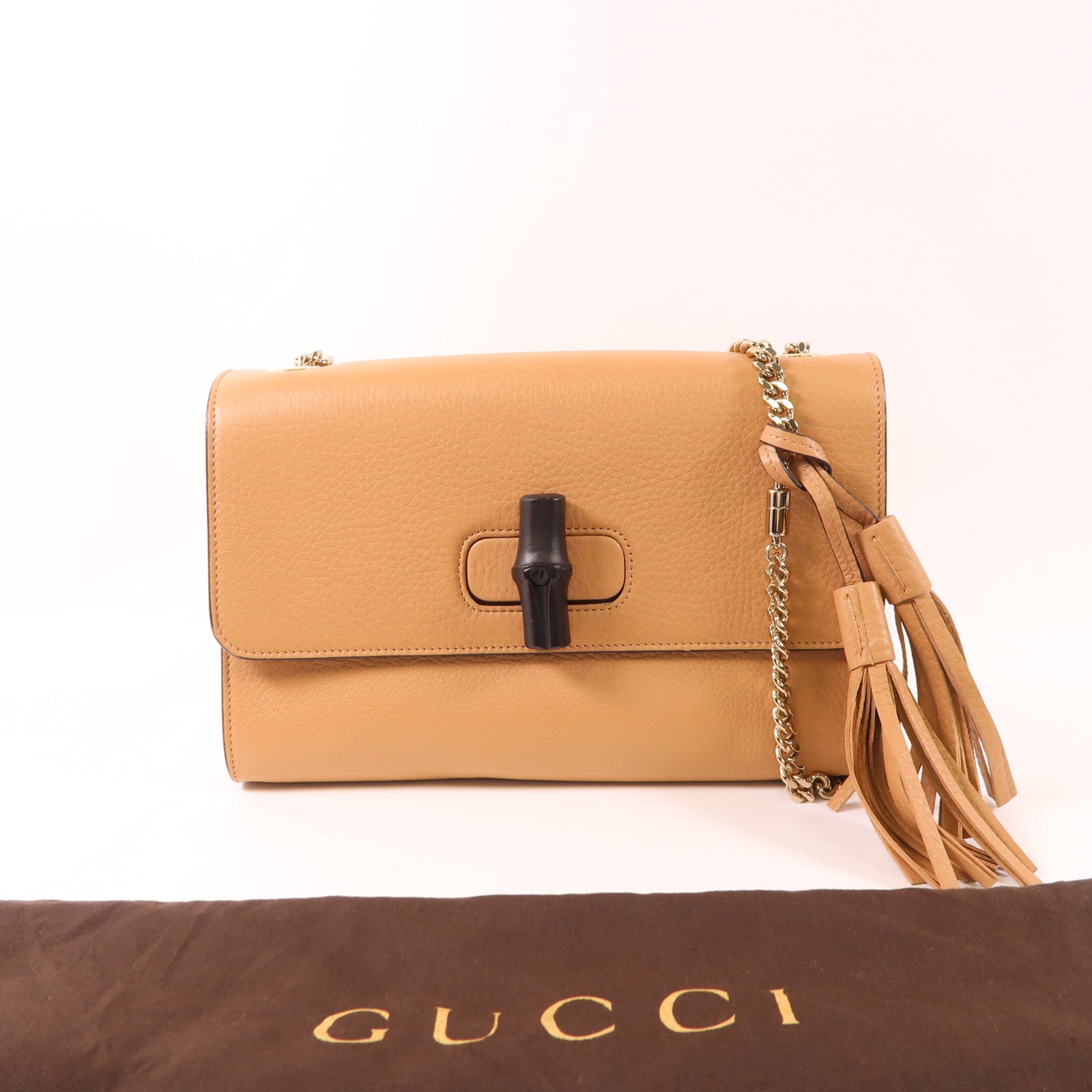 GUCCI 牛皮皮革Shoulder Bag金扣鏈帶肩背袋