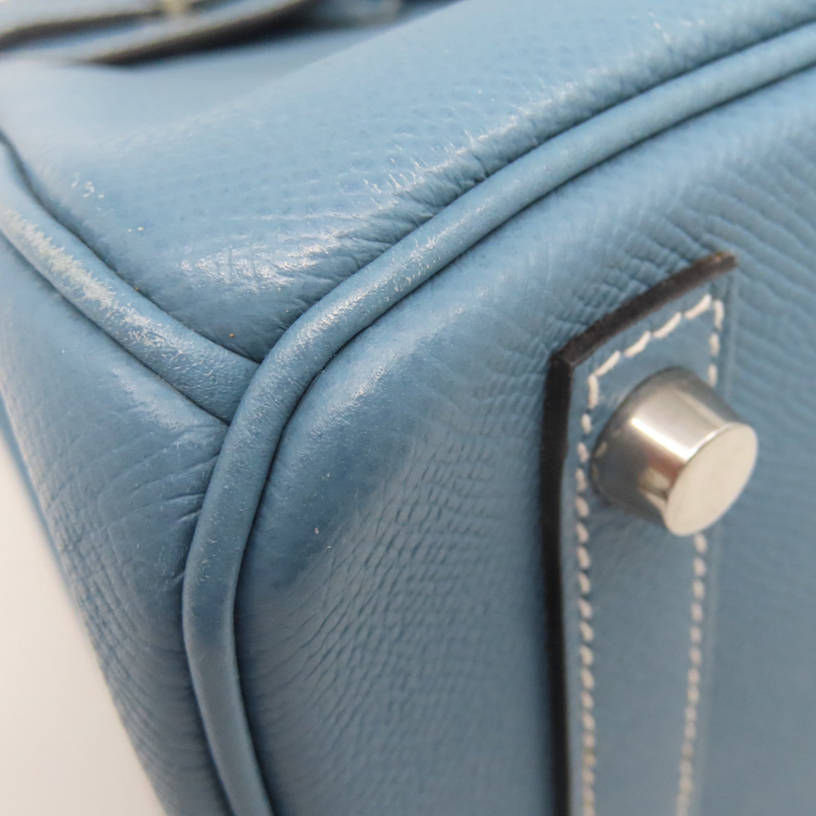 HERMES 【清倉大減價】Epsom皮革Birkin 30銀扣手挽袋牛仔藍色