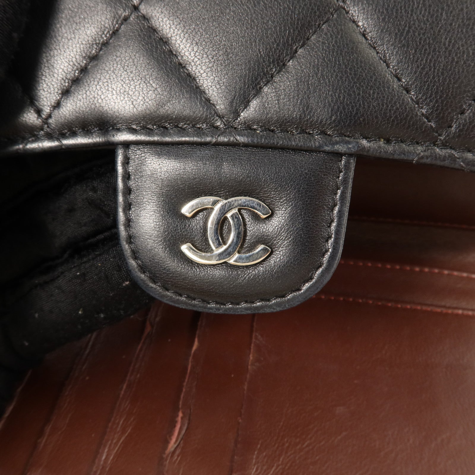 CHANEL 羊皮皮革Classic Long Flap Wallet銀扣長錢包