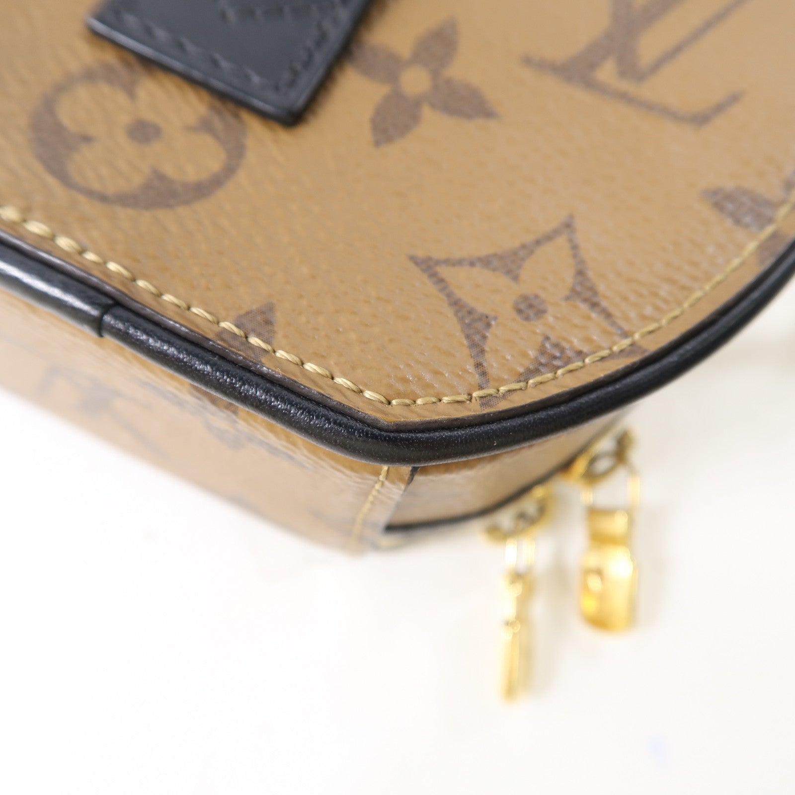 LOUIS VUITTON Monogram Reverse Mini Boite Chapeau金扣肩背袋棕色/黑色