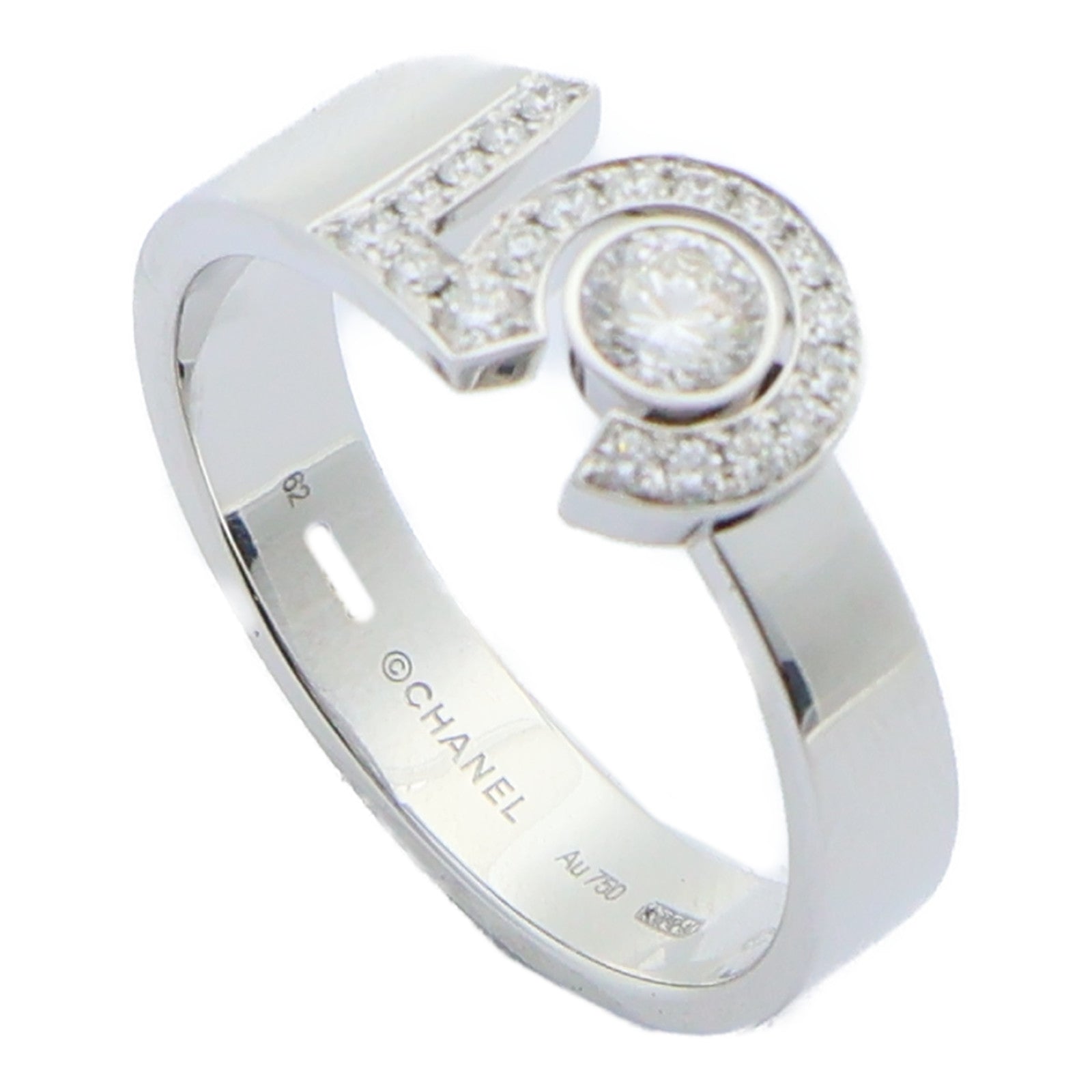 CHANEL 18K白金Eternal N°5 Ring鑽石戒指US#10