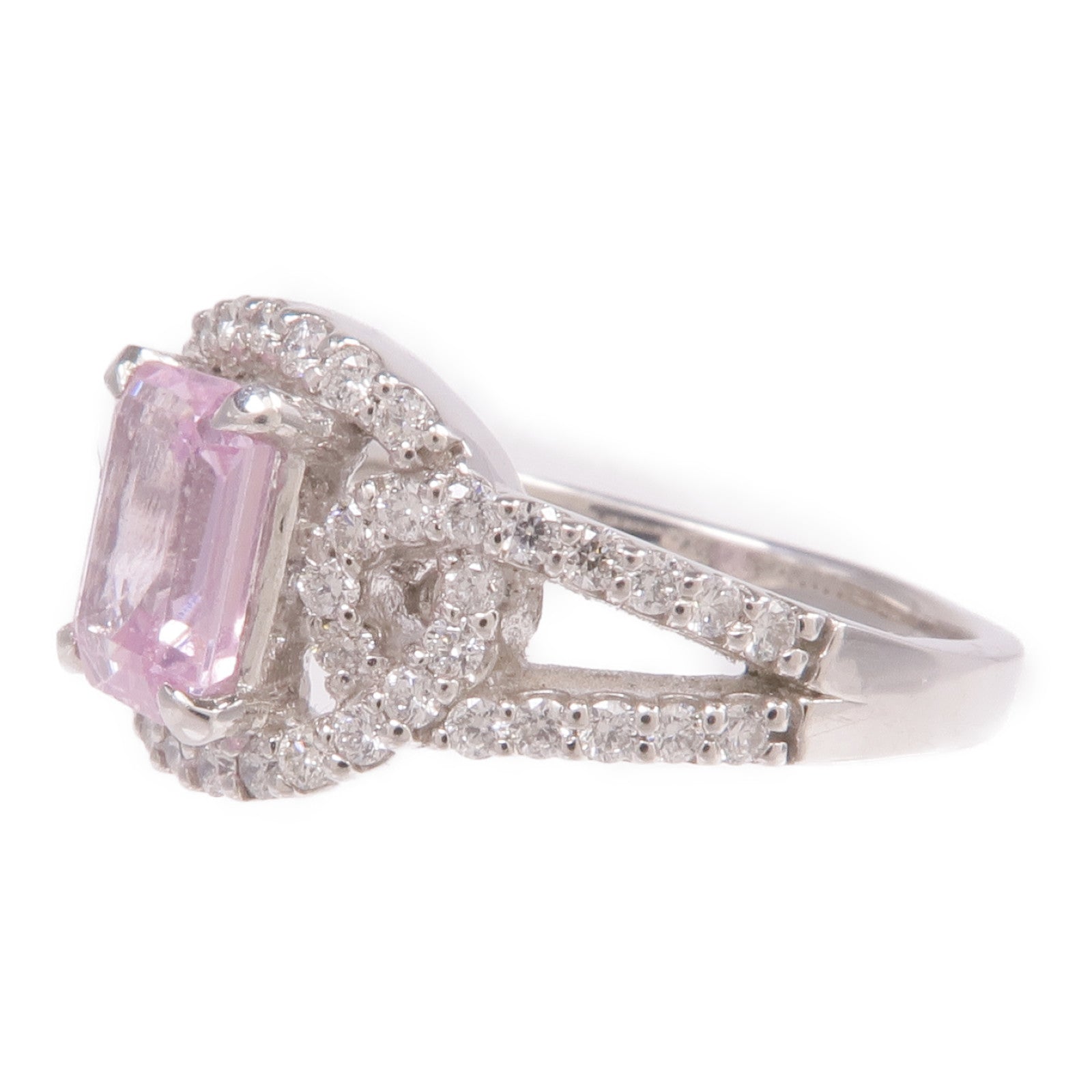 JEWELRY PT900鉑金Pink Sapphire Diamond Ring粉紅藍寶石/鑽石戒指US#6.25