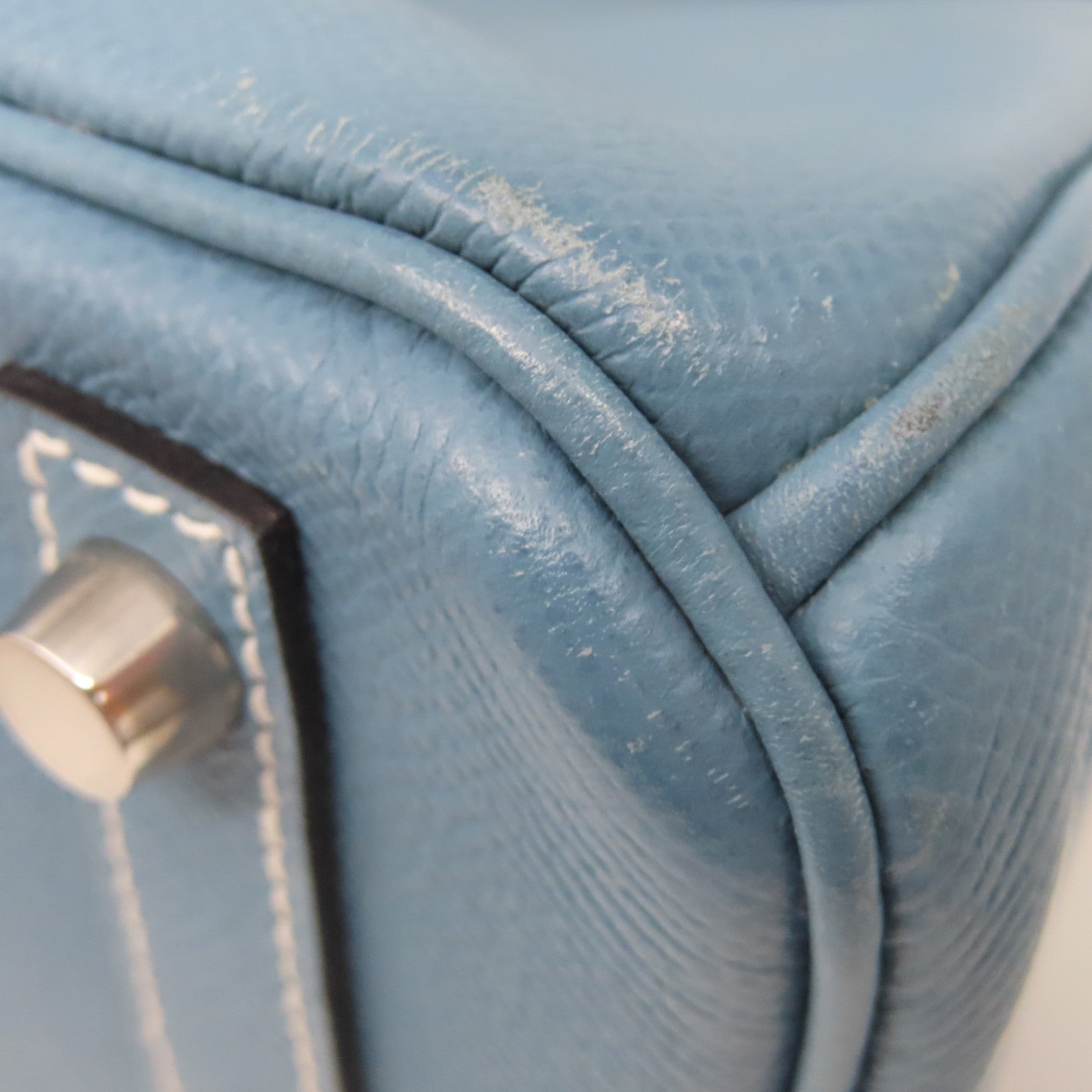 HERMES 【清倉大減價】Epsom皮革Birkin 30銀扣手挽袋牛仔藍色