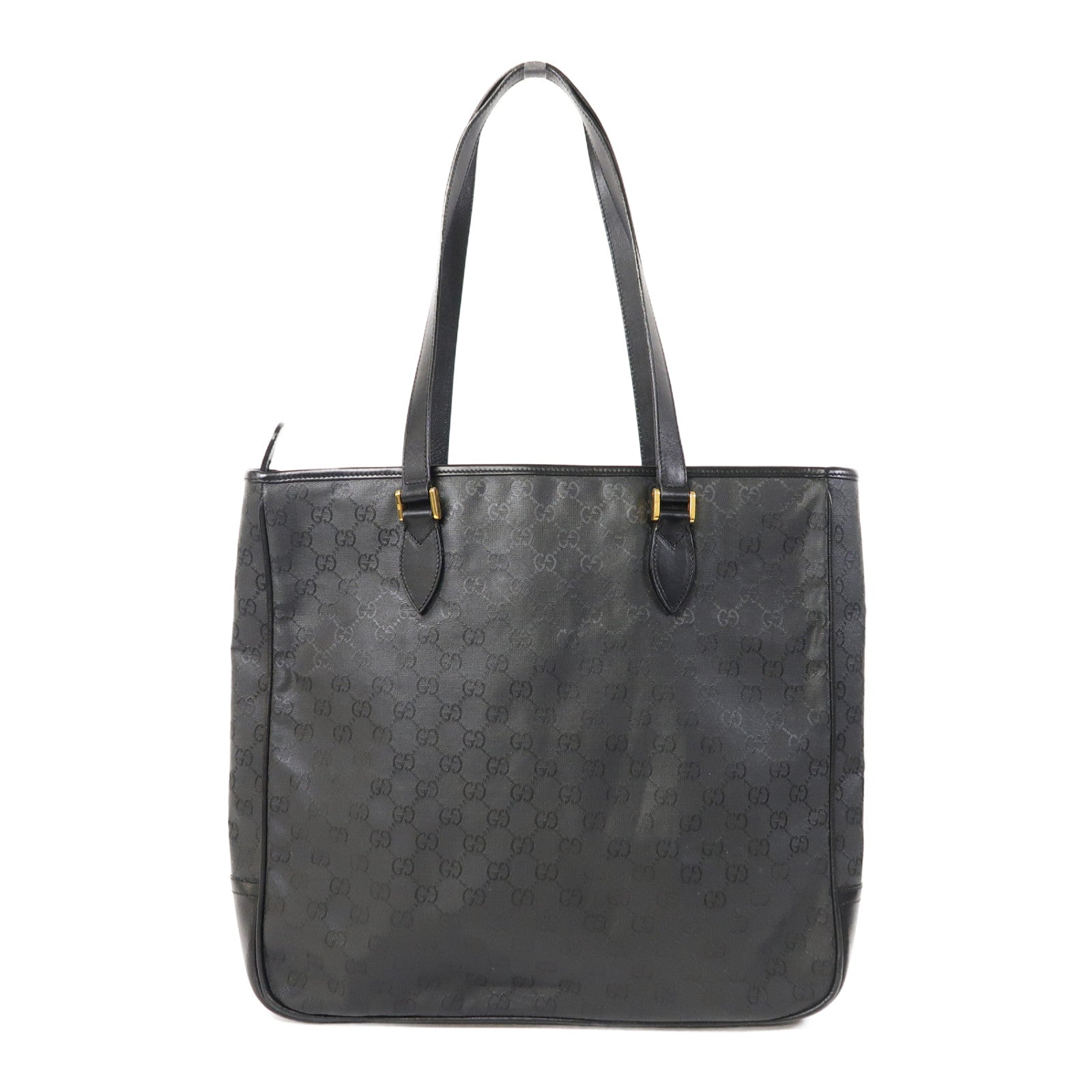 GUCCI 塗層帆布Tote Bag金扣肩背袋黑色