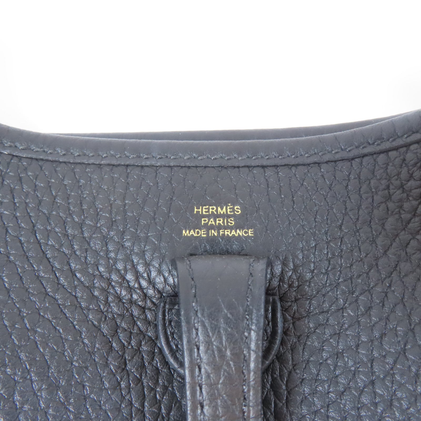HERMES Clemence皮革Evelyne TPM金扣肩背袋Noir/黑色