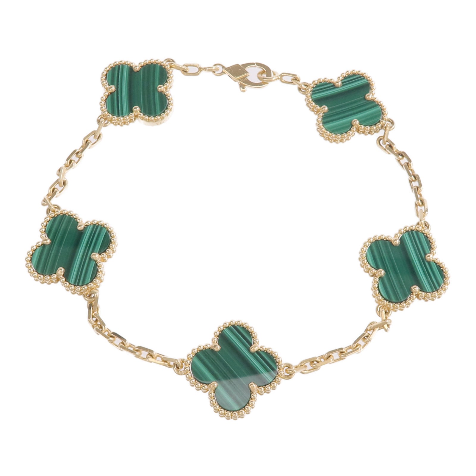Van Cleef & Arpels 18K黃金Vintage Alhambra Bracelet孔雀石手鏈