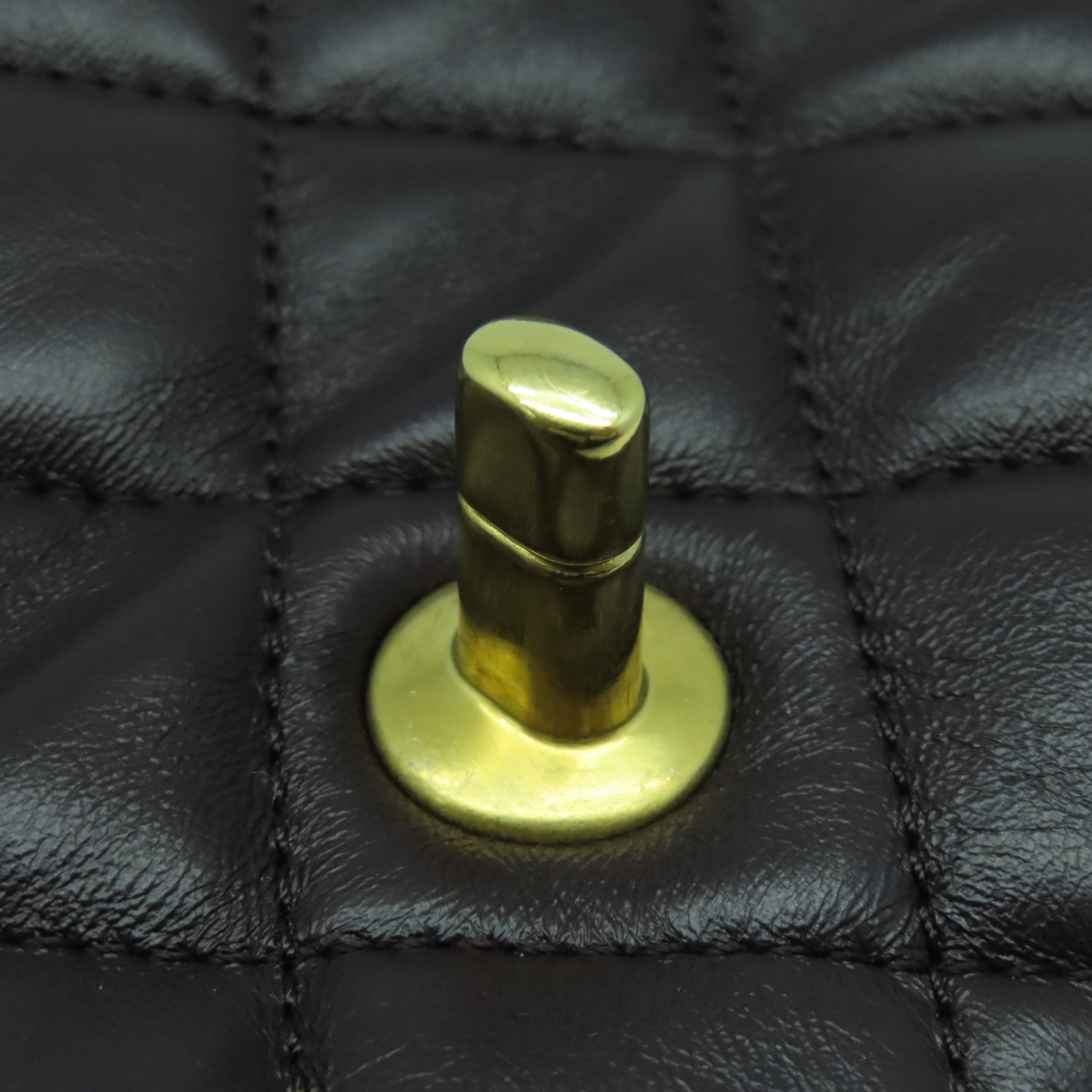 CHANEL 菱格羊皮皮革Chain Shoulder Bag金扣鏈帶肩背袋啡色