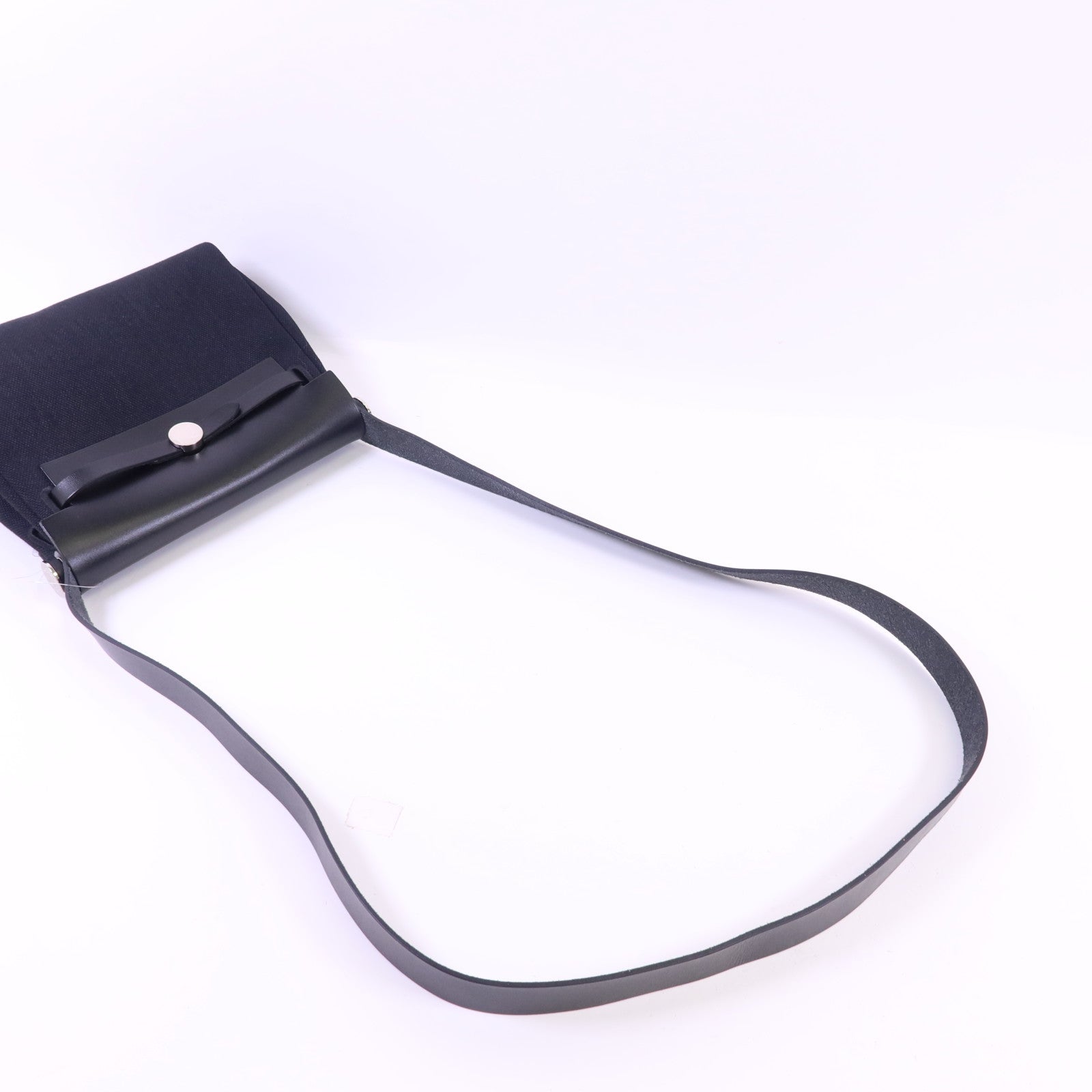 HERMES 帆布Mini Herbag銀扣肩背袋Noir