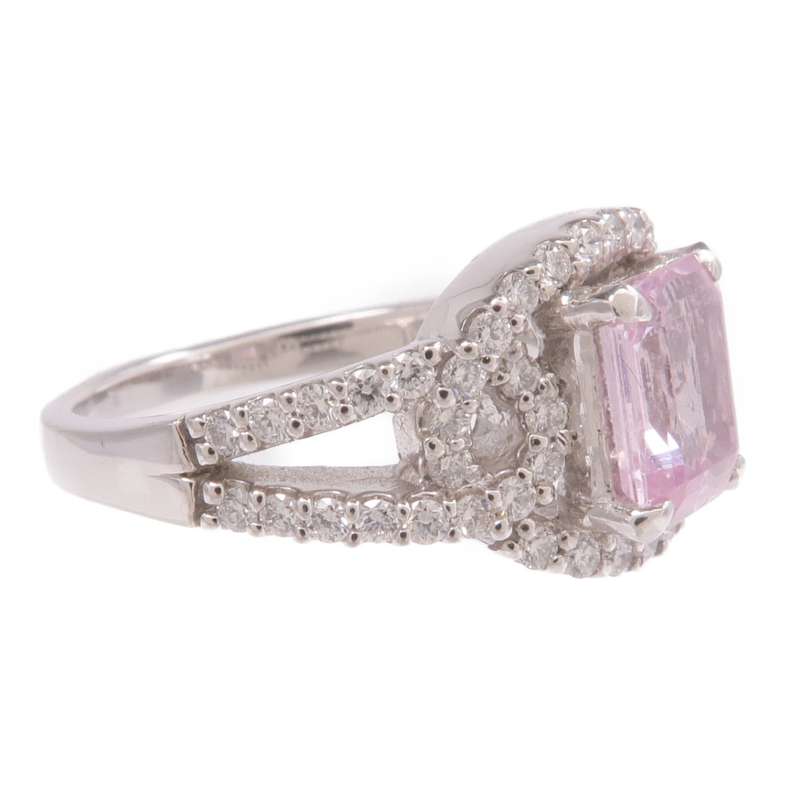 JEWELRY PT900鉑金Pink Sapphire Diamond Ring粉紅藍寶石/鑽石戒指US#6.25