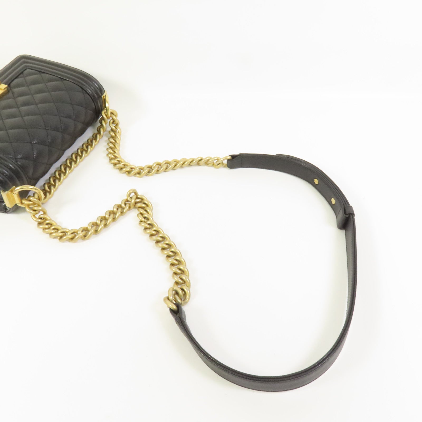 CHANEL 牛皮皮革Boy 20金扣鏈帶肩背袋