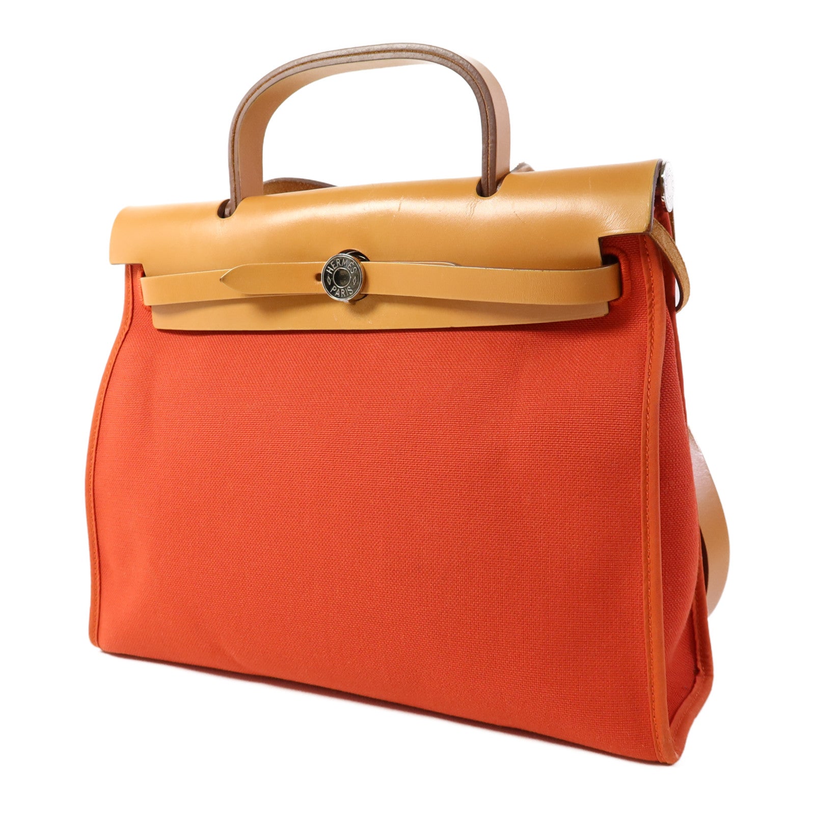 HERMES 帆布Herbag PM銀扣手挽肩背兩用袋
