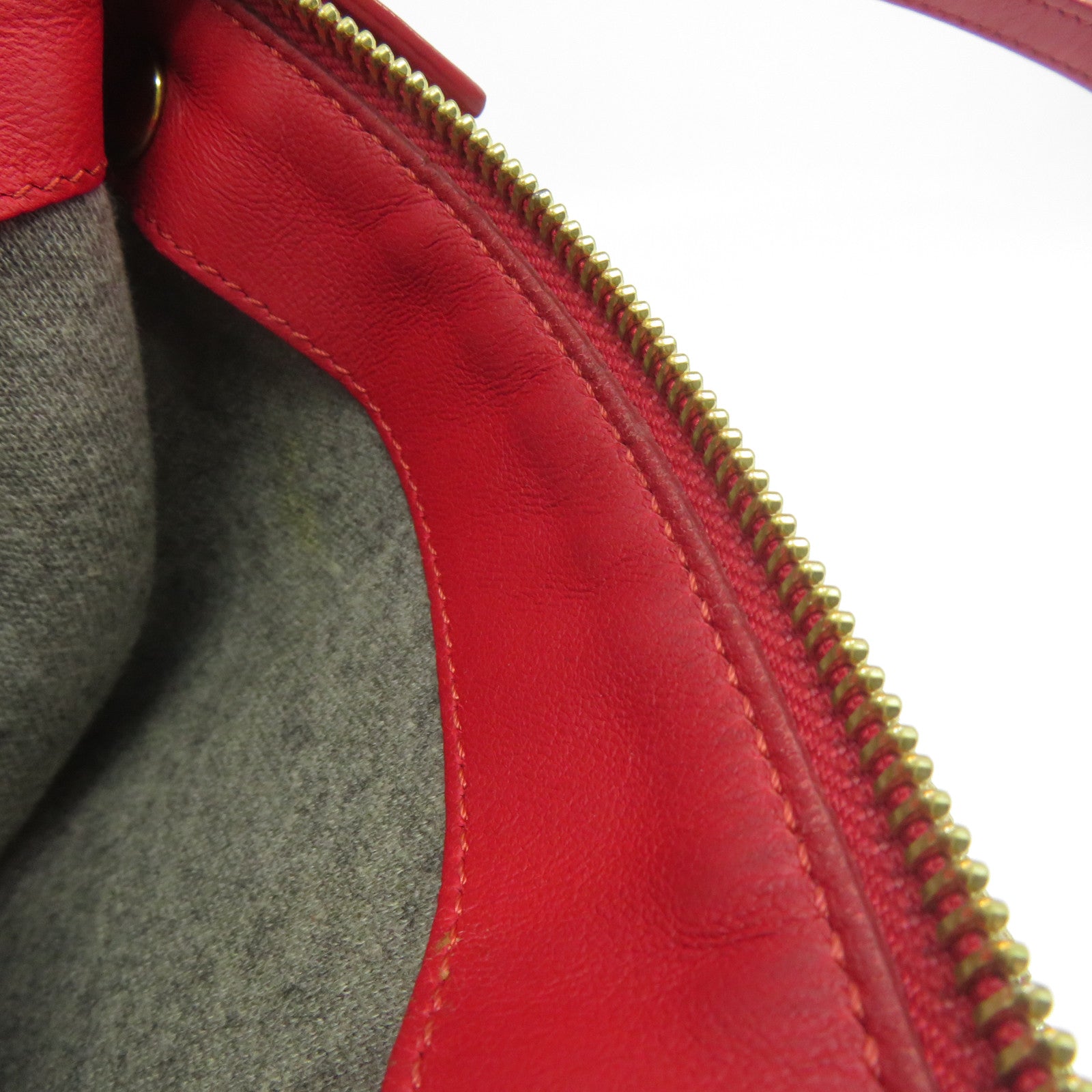 CELINE 羊皮皮革Trio Shoulder Bag金扣肩背袋紅色