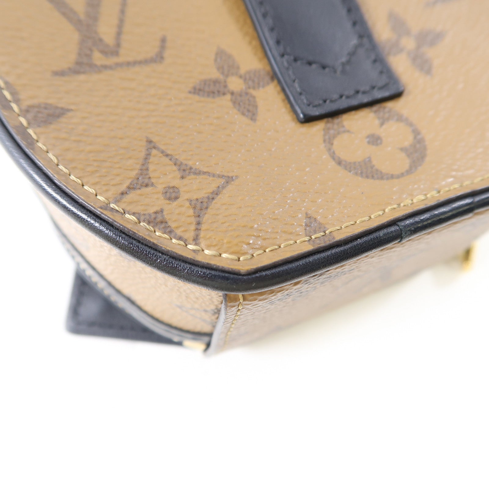 LOUIS VUITTON Monogram Reverse Mini Boite Chapeau金扣肩背袋棕色/黑色
