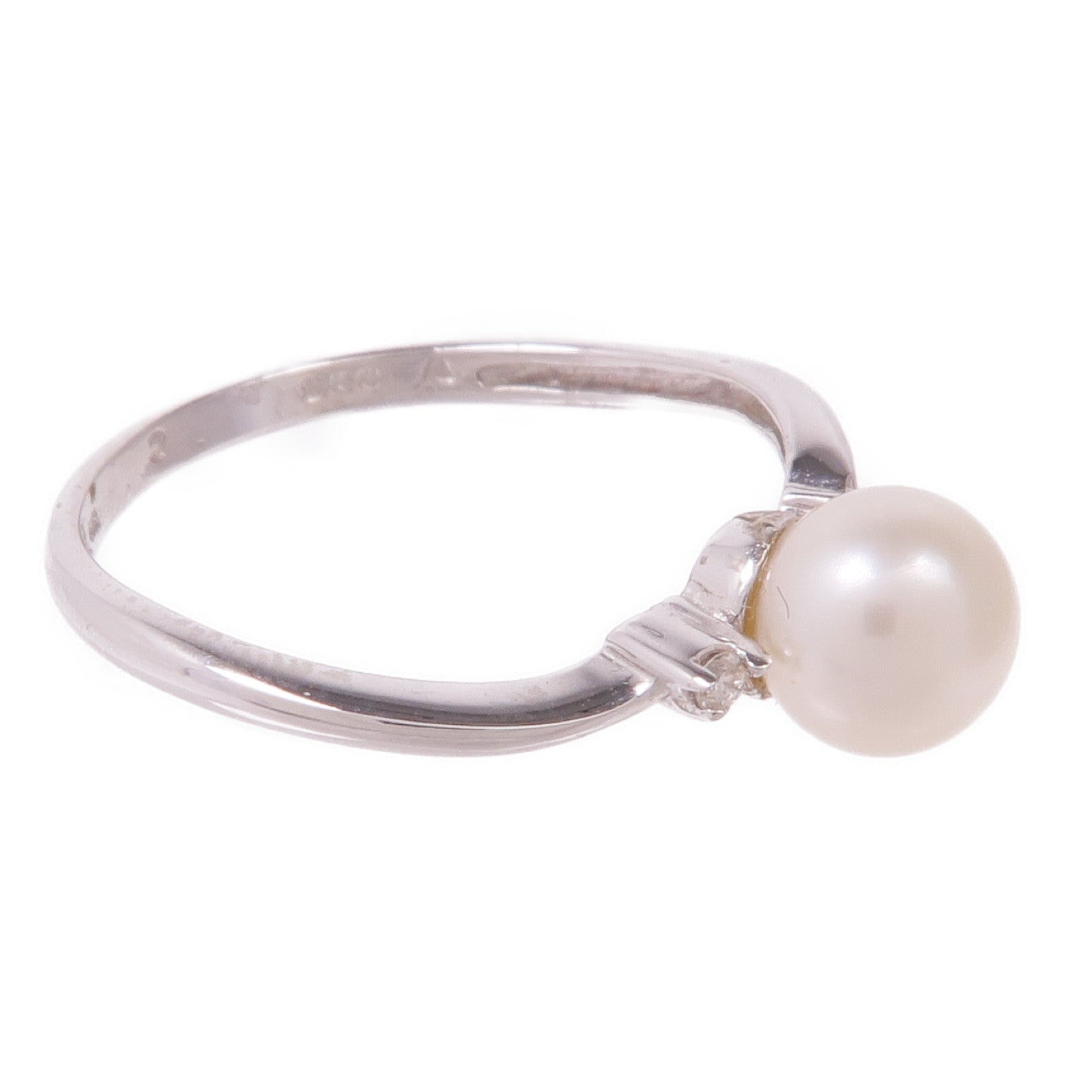 JEWELRY 14K白金Pearl Diamond Ring珍珠/鑽石戒指US#6.25