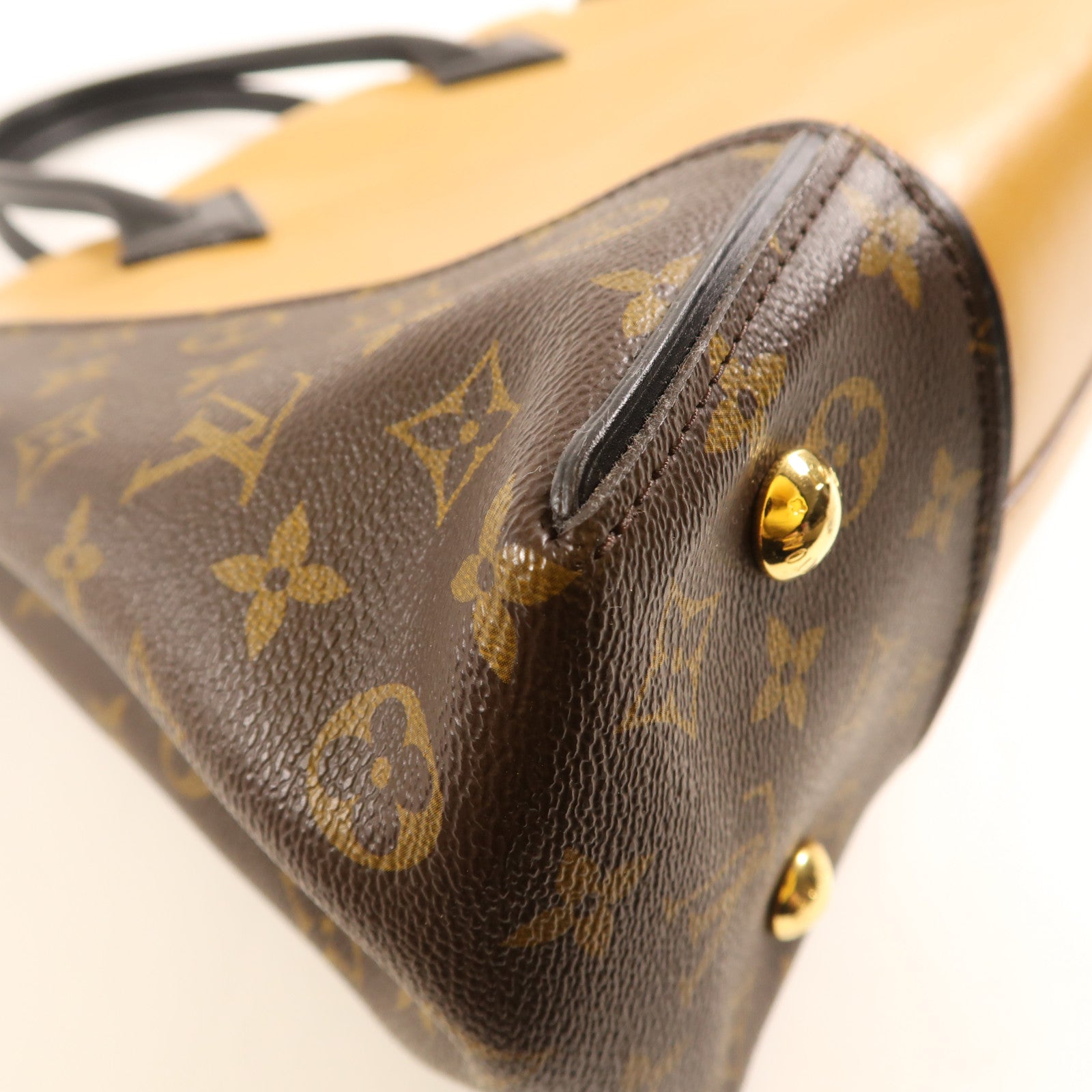 LOUIS VUITTON LV GHW Tote W PM Hand Bag M40941 Calfskin Leather Monogram Yellow