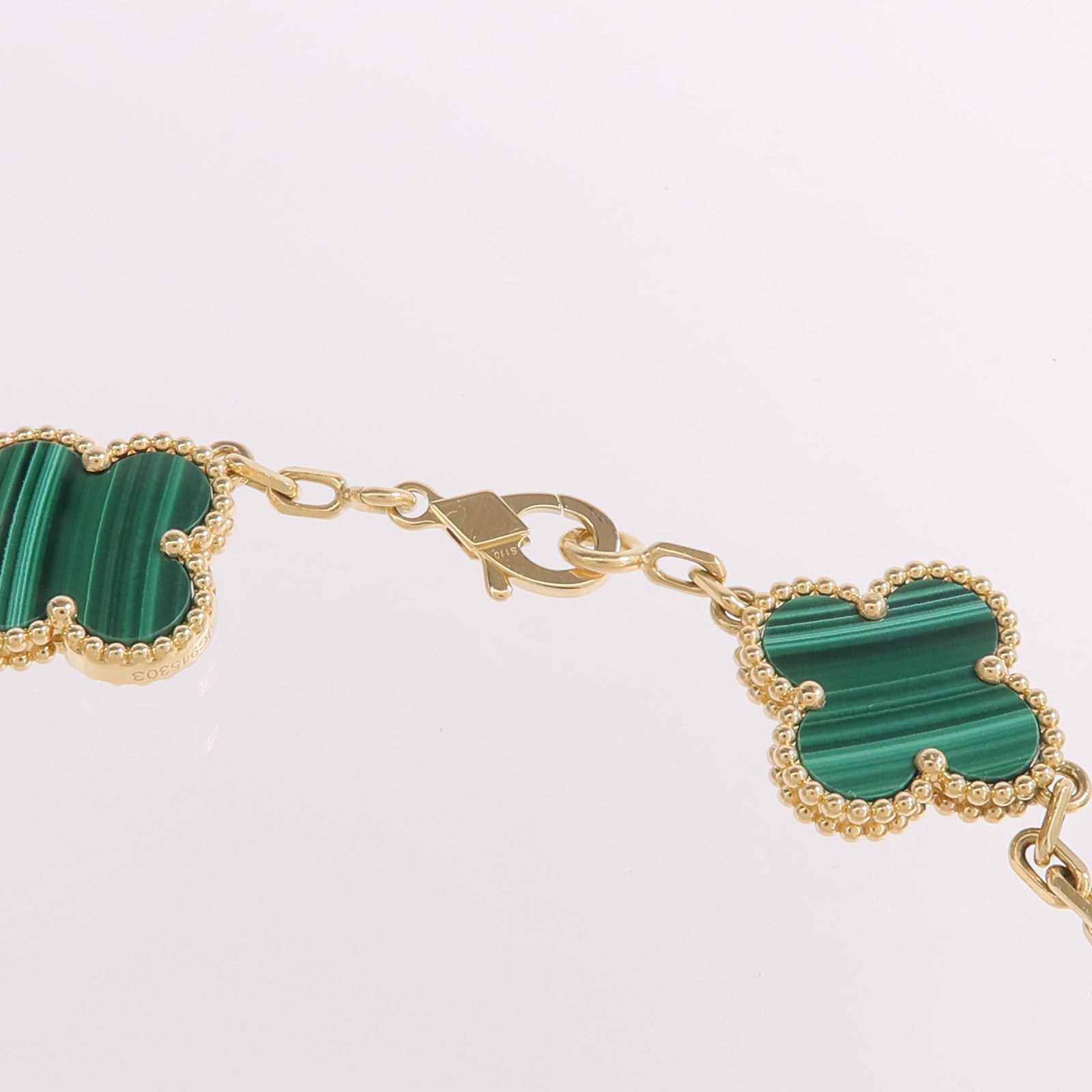 Van Cleef & Arpels 18K黃金Vintage Alhambra Bracelet孔雀石手鏈