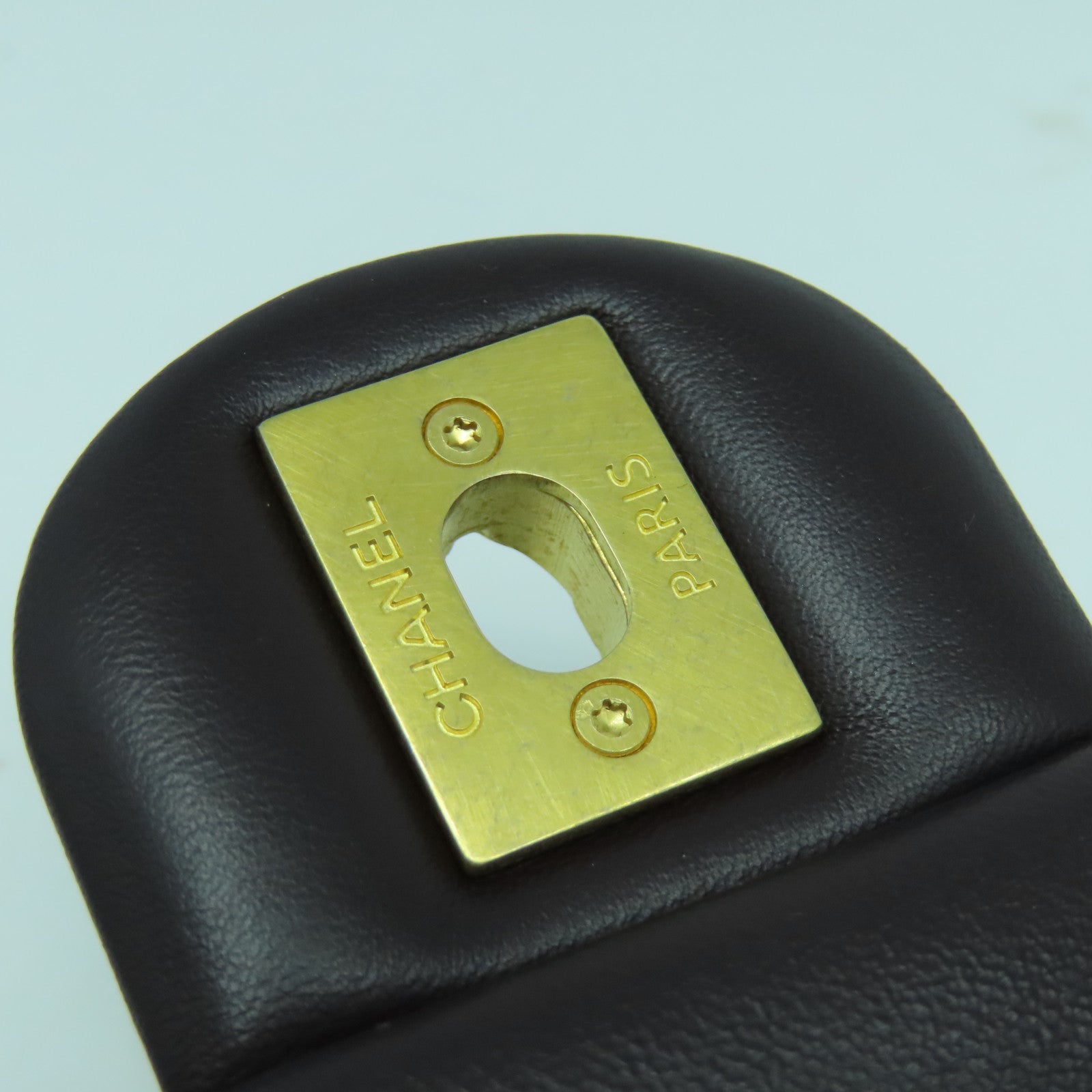 CHANEL 菱格羊皮皮革Chain Shoulder Bag金扣鏈帶肩背袋啡色