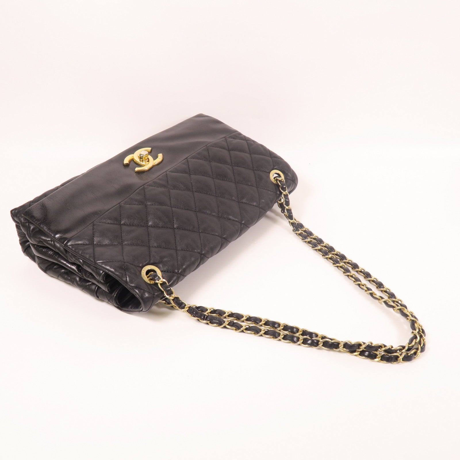 CHANEL 羊皮皮革Chain Shoulder金扣鏈帶肩背袋