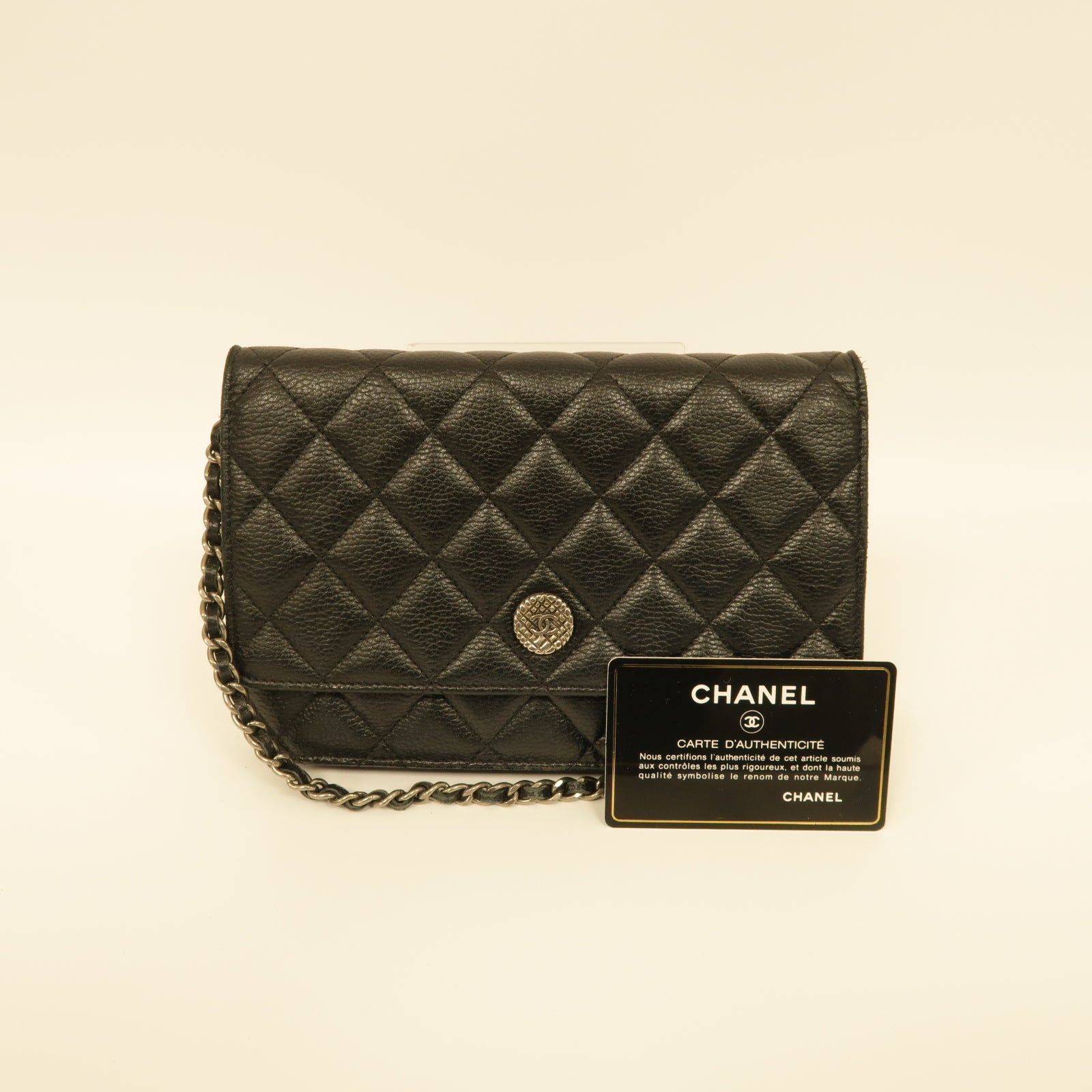 CHANEL 【激減優惠】菱格Caviar皮革WOC Shoulder Bag銀扣鏈帶肩背袋黒色