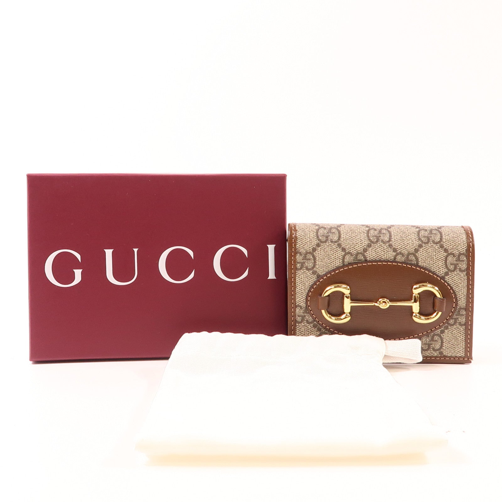 GUCCI 塗層帆布Horsebit 1955 Wallet金扣錢包