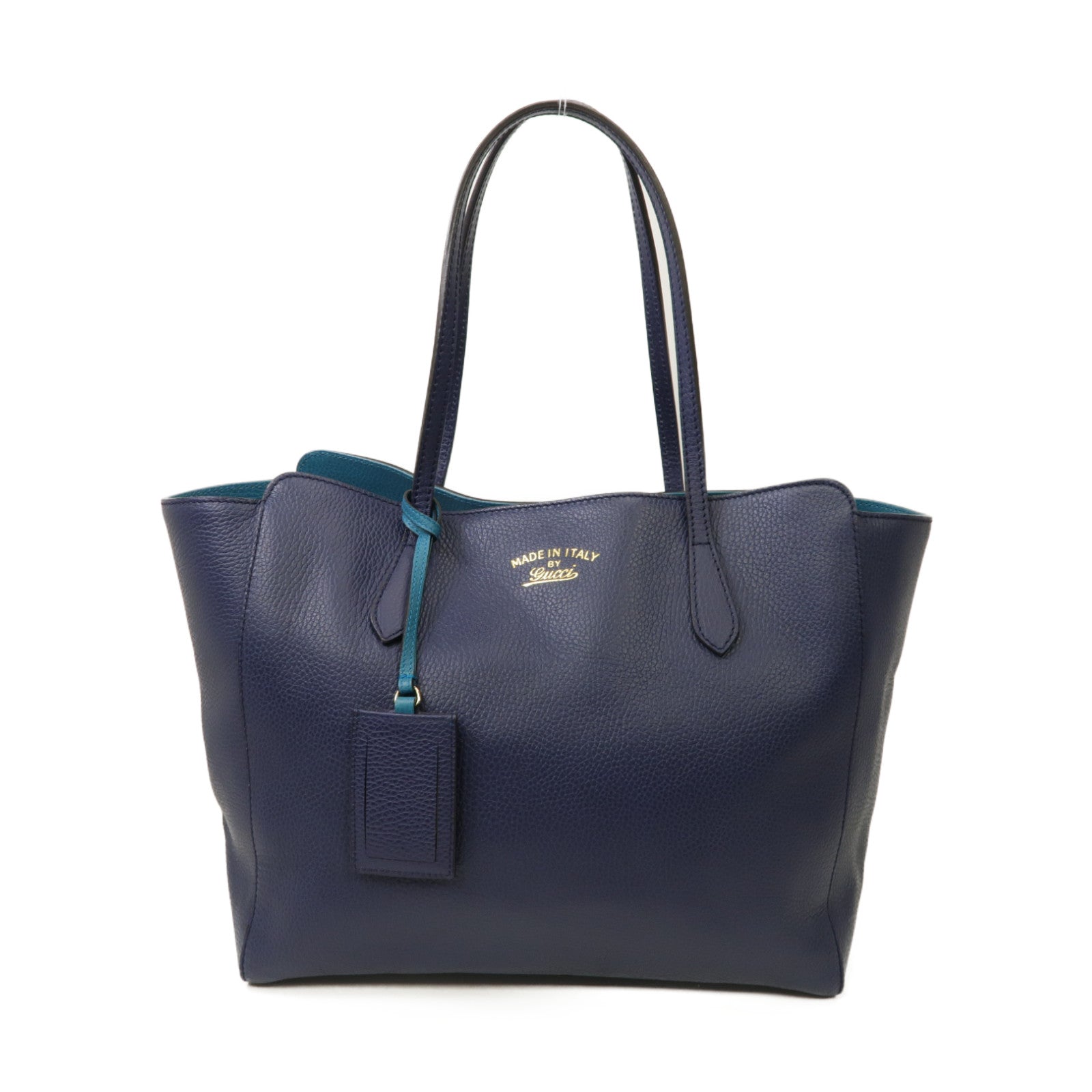GUCCI 【激減優惠】牛皮皮革Swing Large Tote Bag金扣Tote Bag藍色