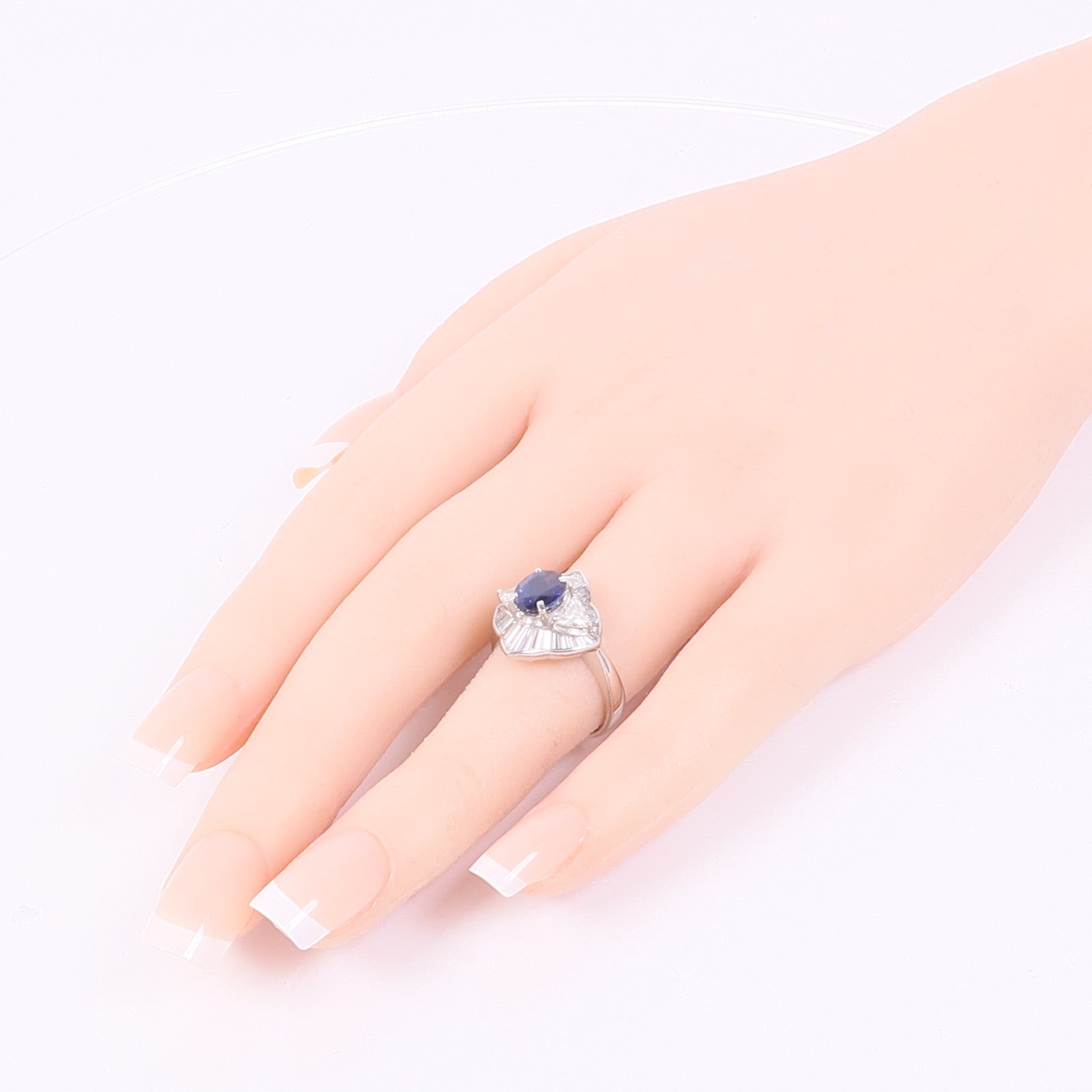 JEWELRY 【激減優惠】PT900鉑金Sapphire/Diamond Ring藍寶石/鑽石戒指US#6