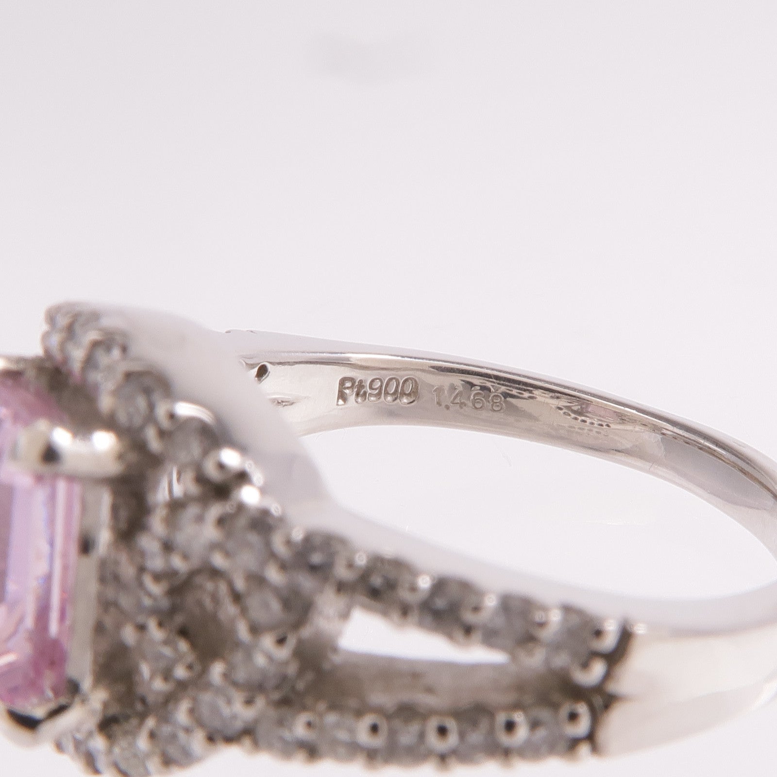 JEWELRY PT900鉑金Pink Sapphire Diamond Ring粉紅藍寶石/鑽石戒指US#6.25