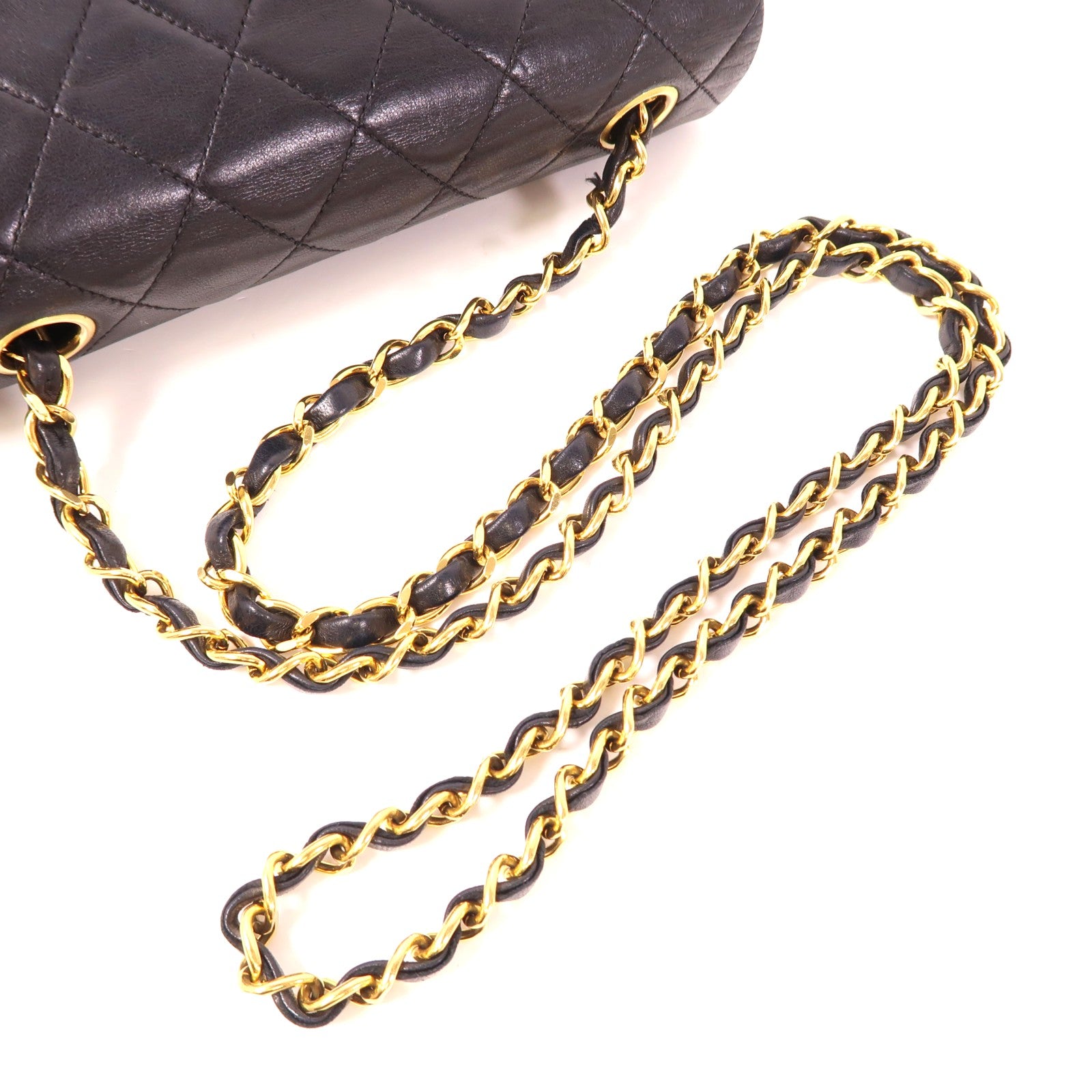 CHANEL 羊皮皮革Vintage Chain Shoulder金扣鏈帶肩背袋