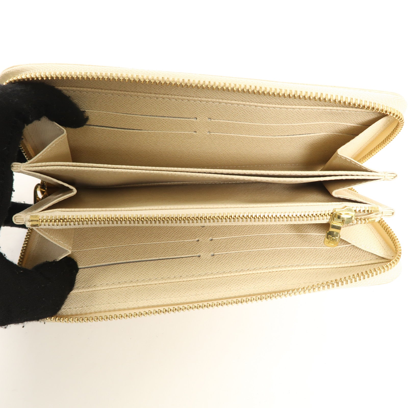 LOUIS VUITTON Damier Azur Zippy Wallet金扣長錢包