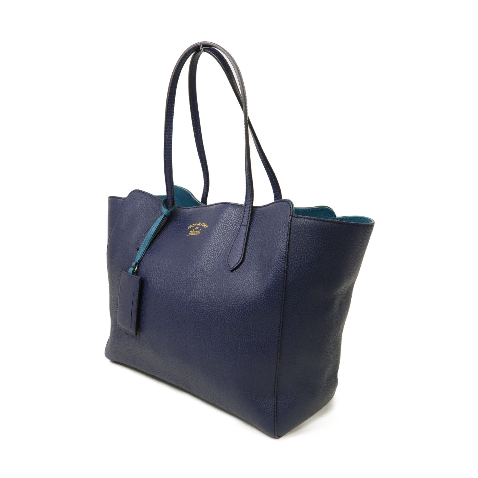 GUCCI 【激減優惠】牛皮皮革Swing Large Tote Bag金扣Tote Bag藍色