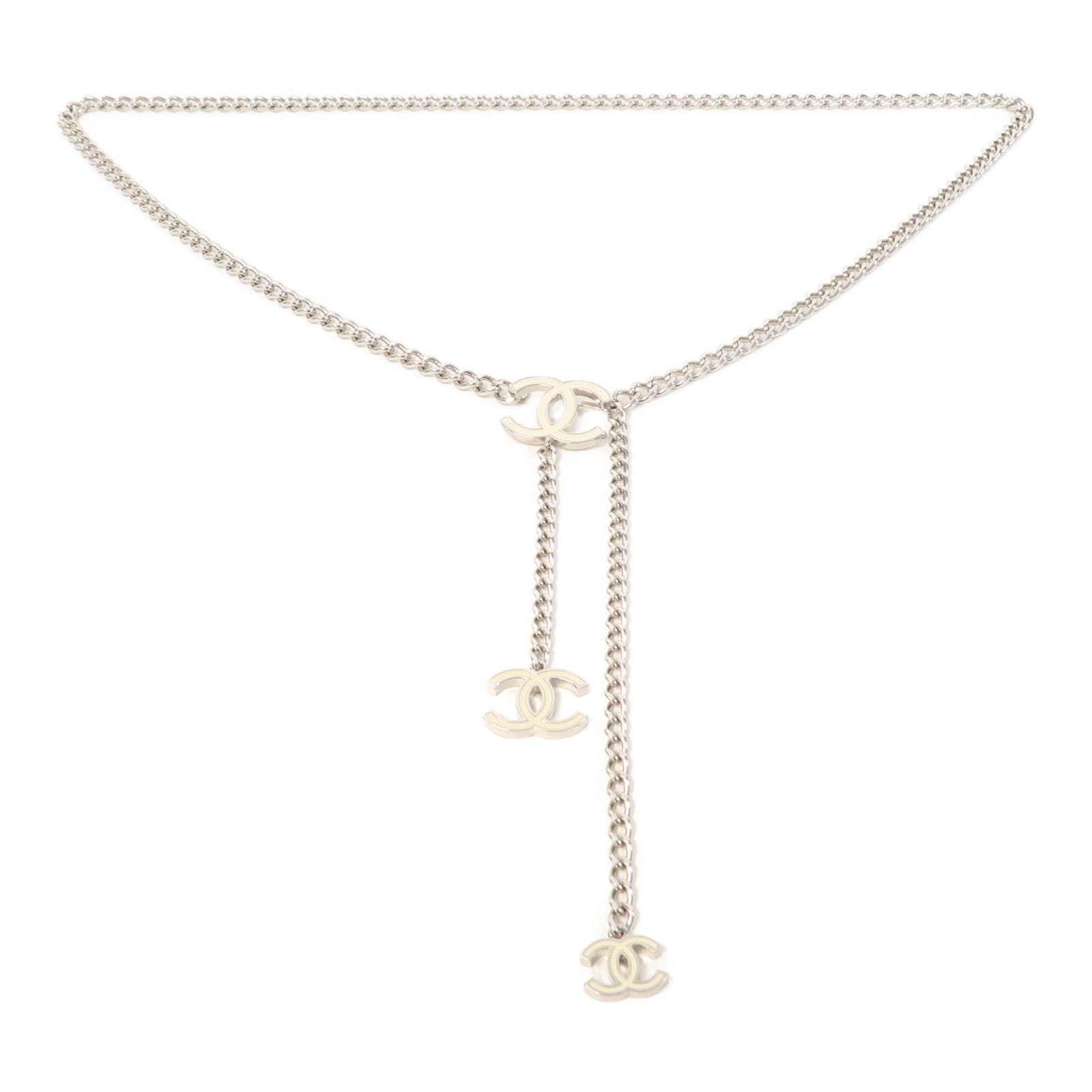 CHANEL 金屬Belt皮帶銀色